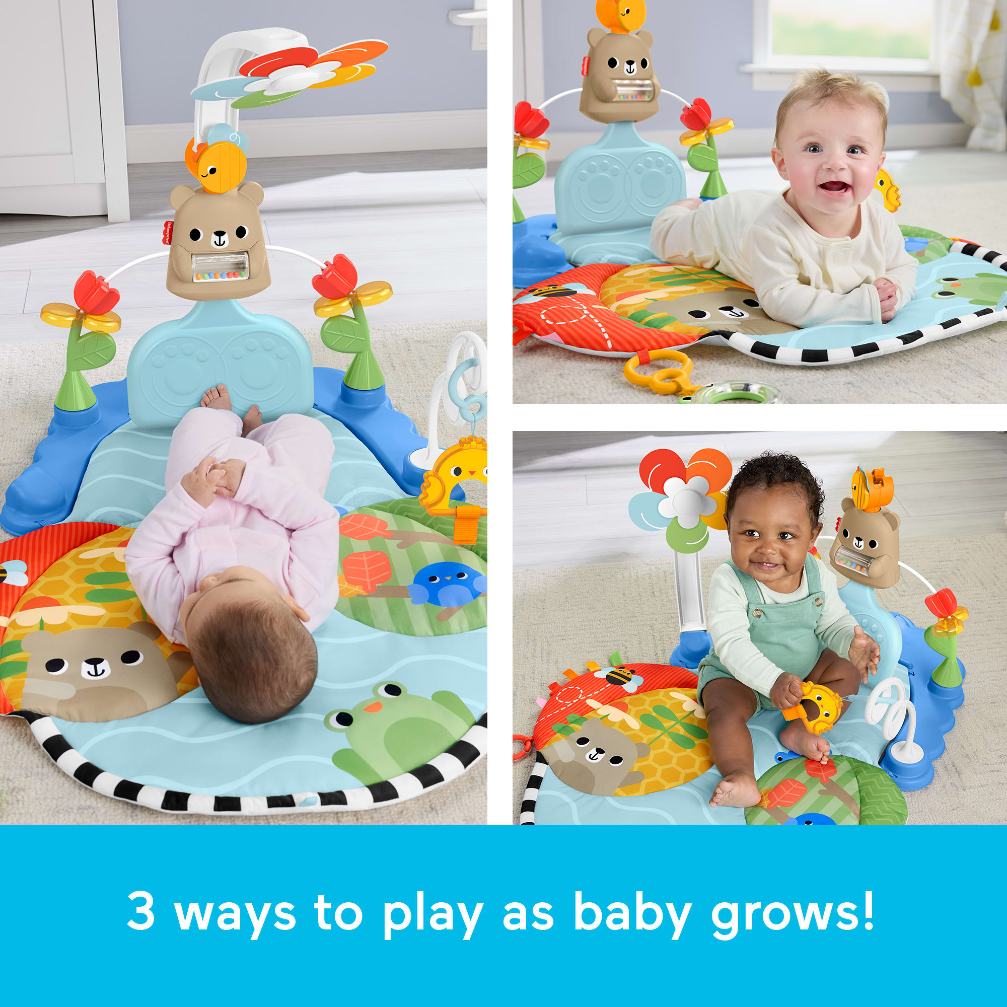 Fisher-Price 3-in-1 Kick & Sway Activity Gym. Baby Play Mat & Sensory Toys For Newborn Developmental Play - Image 3