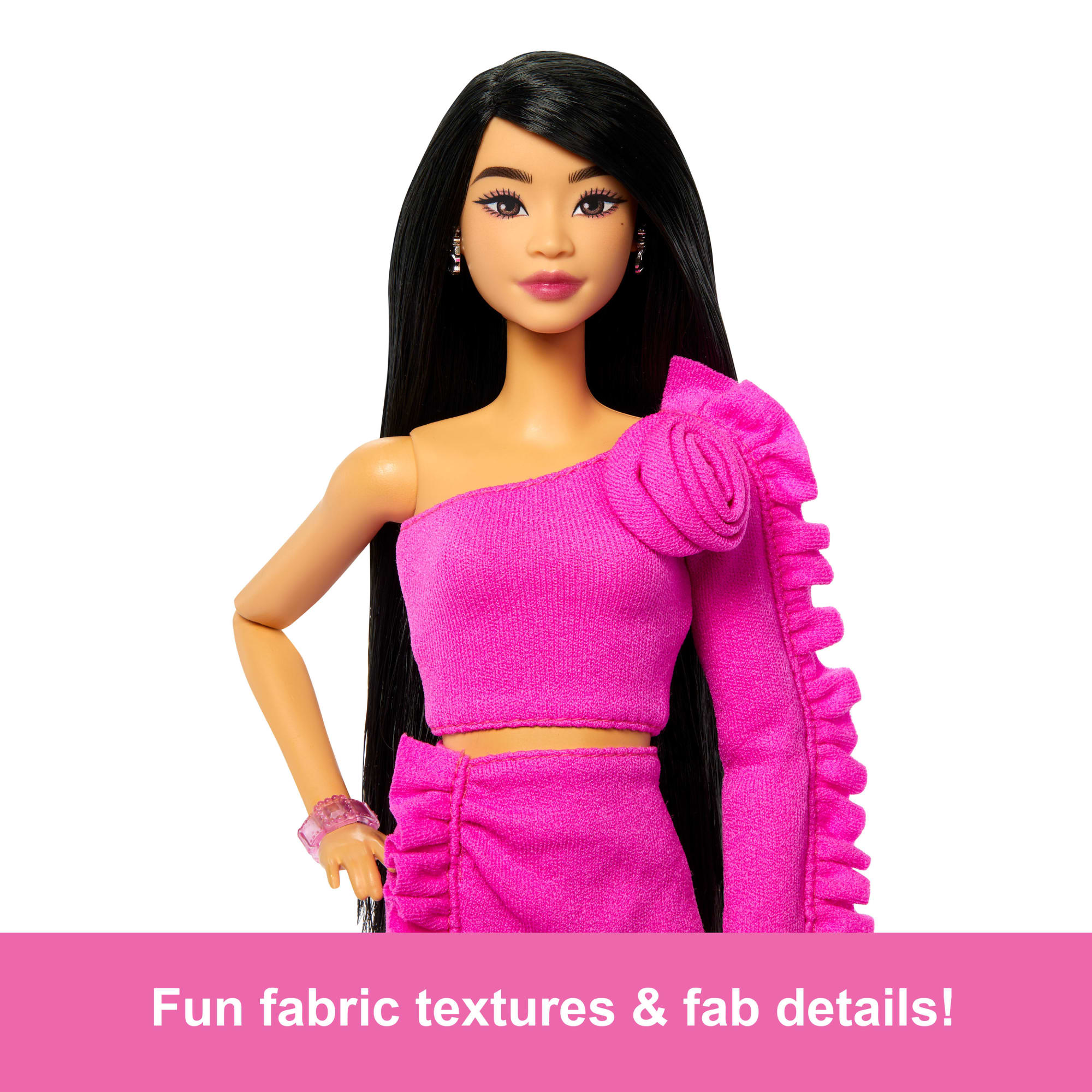 Barbie Deluxe Style #2 Doll in Pink Barbiecore Top And Skirt Set. Black Hair & Prosthetic Leg - Image 4