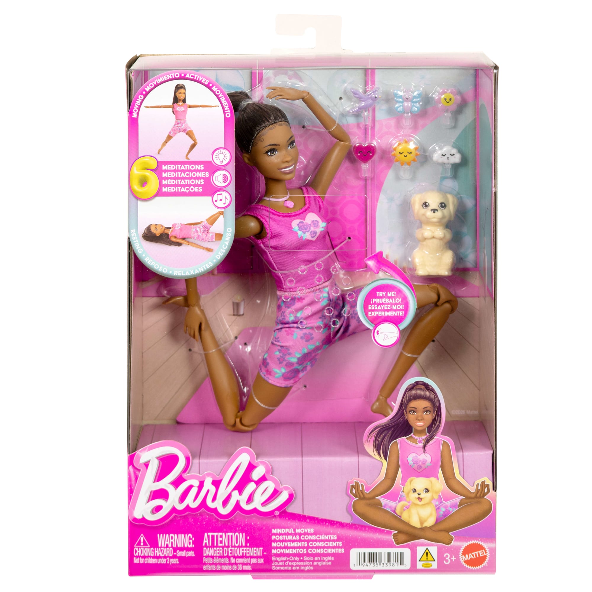 Barbie Mindful Moves Fashion Doll in Yoga Clothes With Audio. Lights And Music. Black Hair And Pet - Image 6