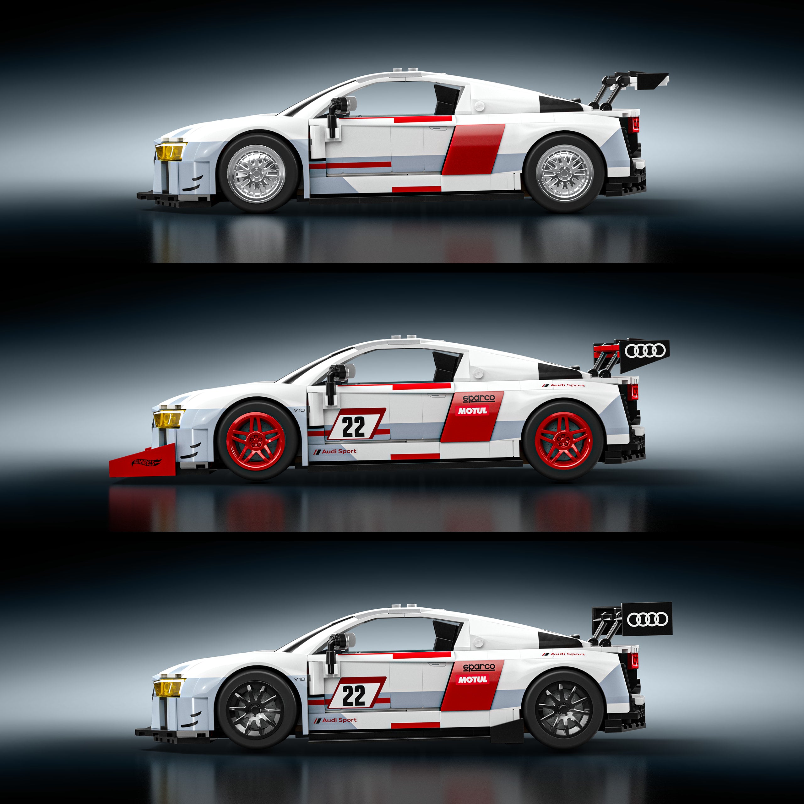 Mattel Brick Shop – Hot Wheels – Coffret de Construction – Audi R8 Lms 15 Version de Luxe (861 Pièces). Pour Les Collectionneurs - Image 2