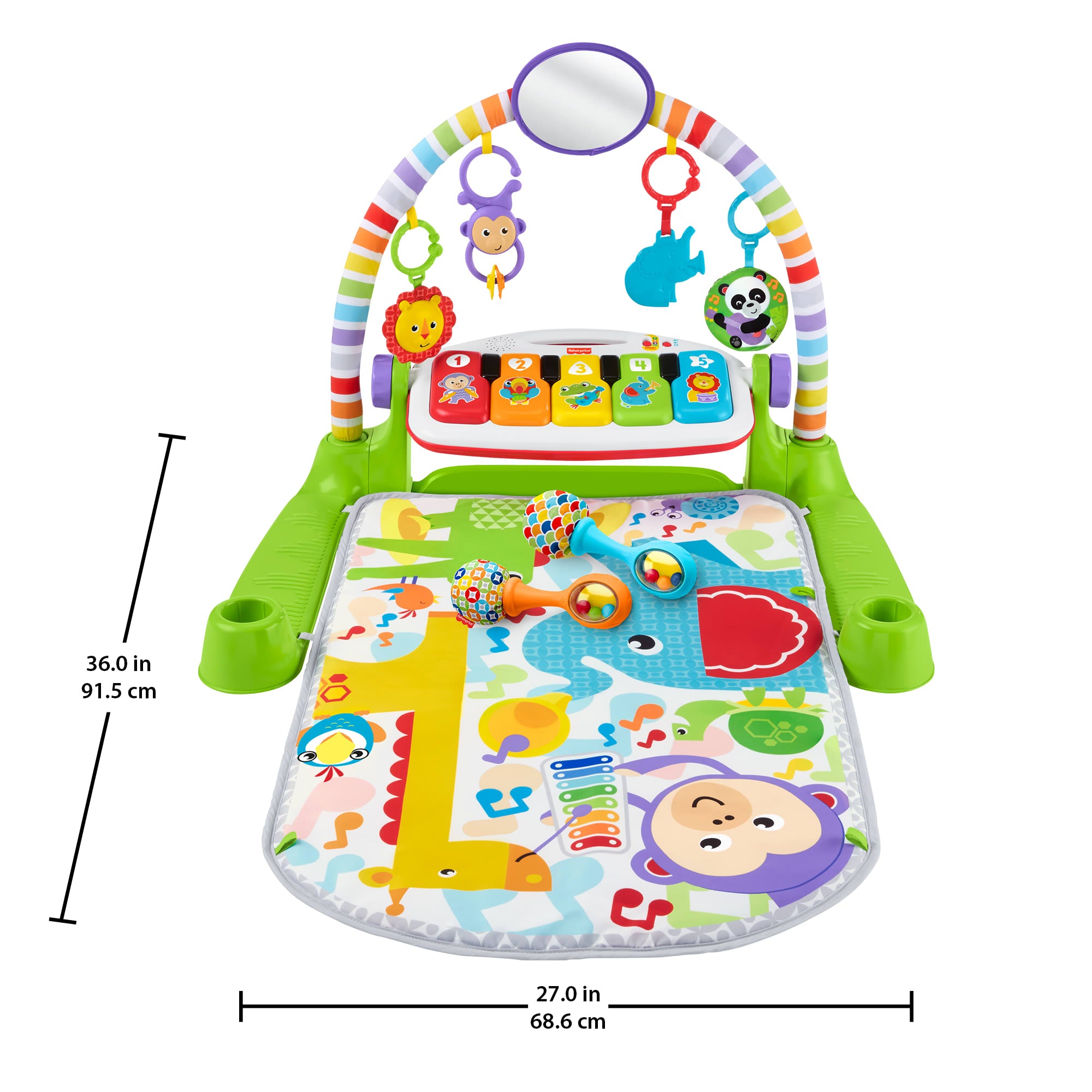 Fisher-Price Deluxe Kick & Play Piano Baby Gym Learning Toy & Newborn Rattle Maracas - Image 6