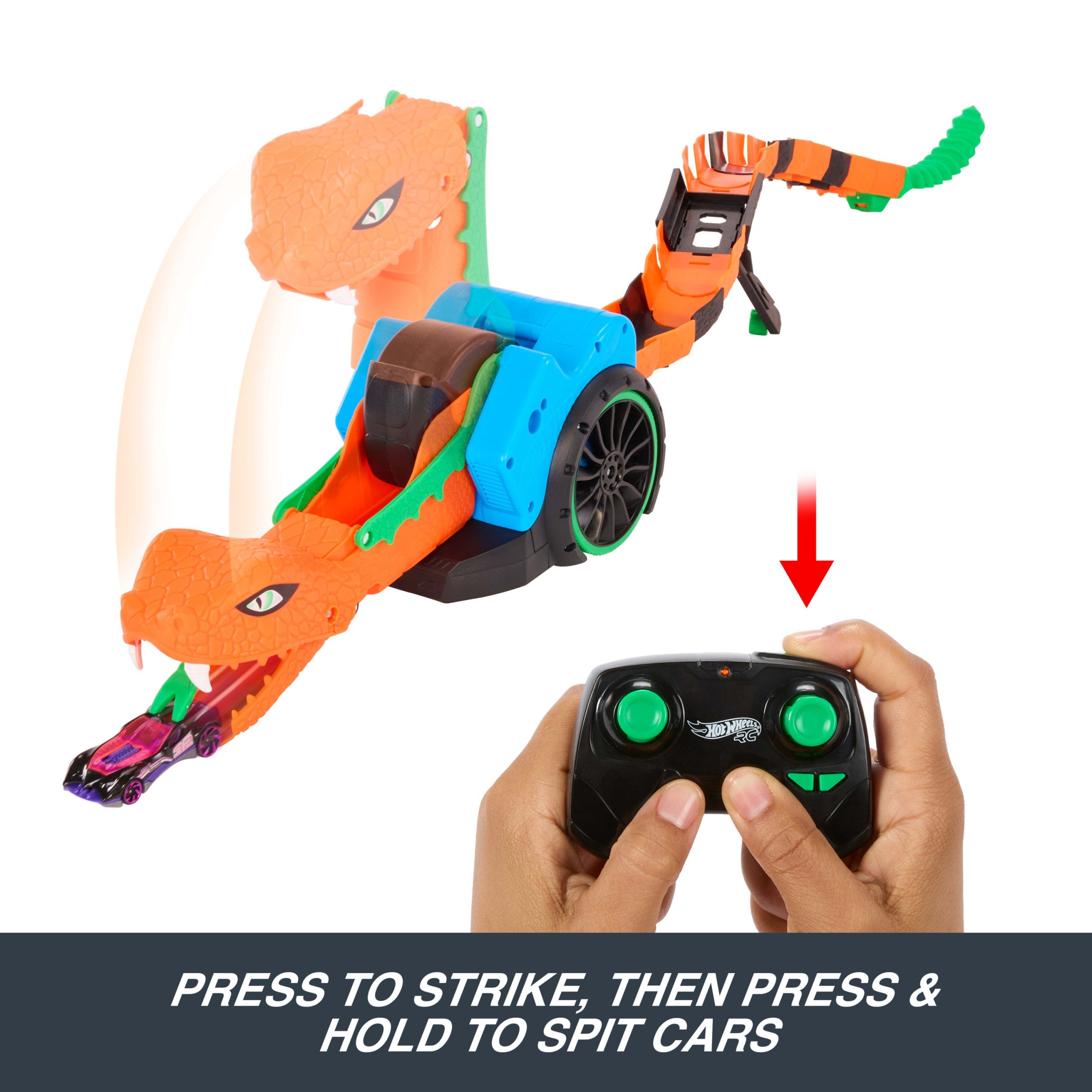 Hot Wheels Let's Race Slither 'n Strike RC & 1 Toy Car. Battery-Powered Remote-Control Vehicle - Image 3