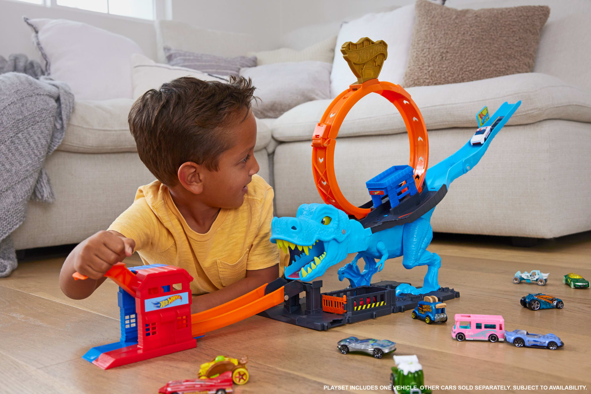 Hot Wheels City Track Set With 1 Toy Car. T-Rex Loop And Stunt Playset - Image 2