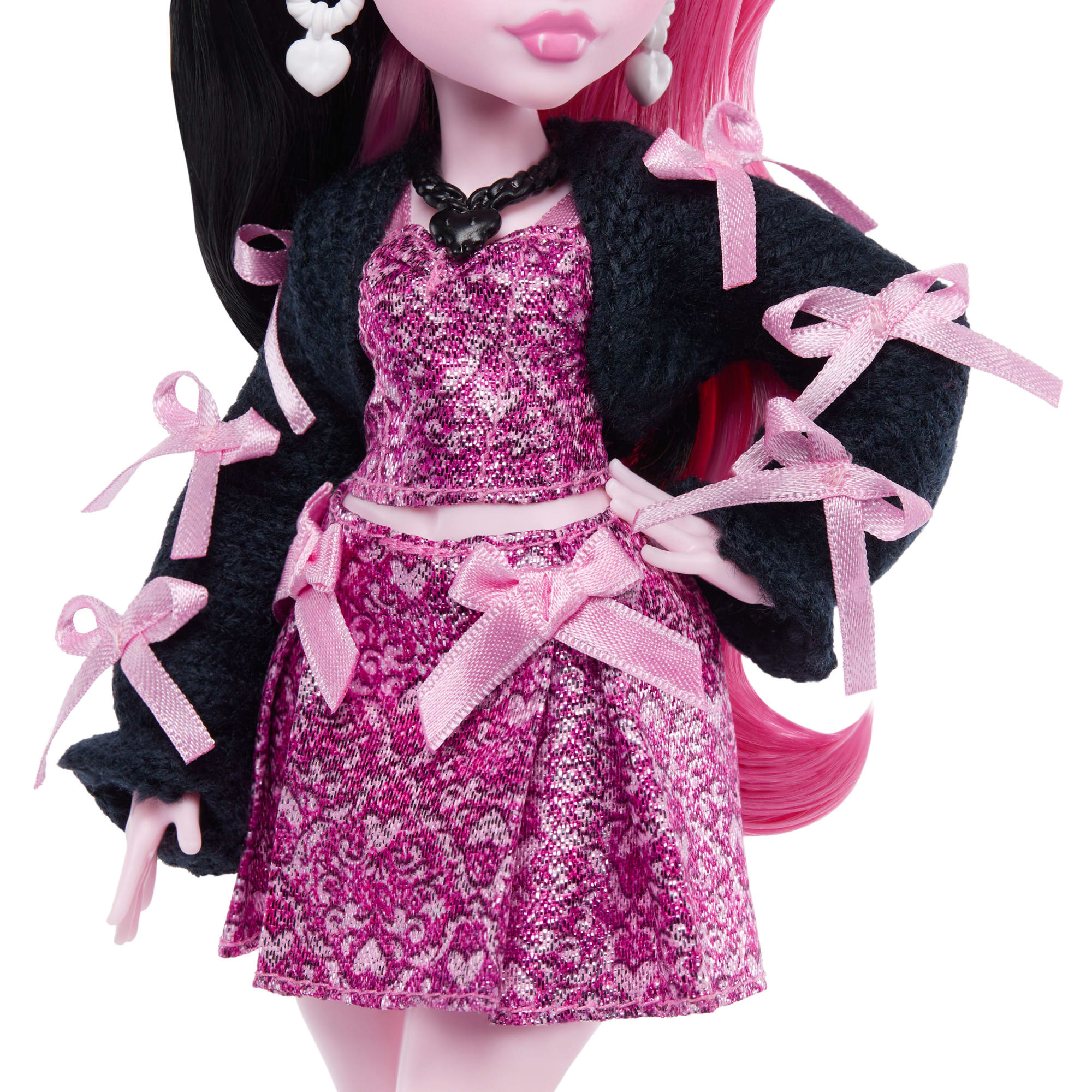 Monster High Draculaura Fashion Doll in Bow Dress With Pet Bat Count Fabulous And 7 Accessories - Image 3