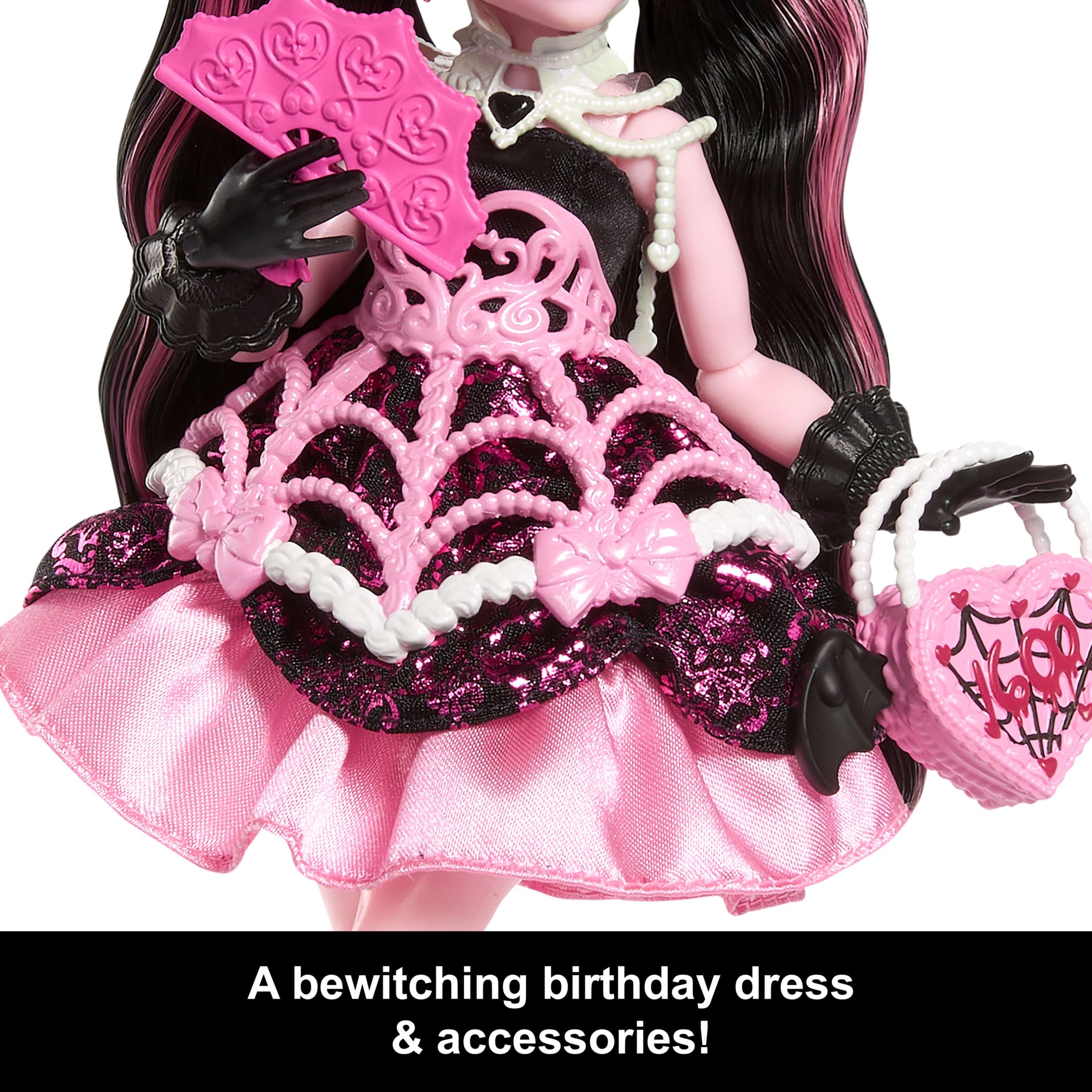 Monster High Scary Sweet Birthday Draculaura Doll in Party Dress With Balloon & Gift - Image 4