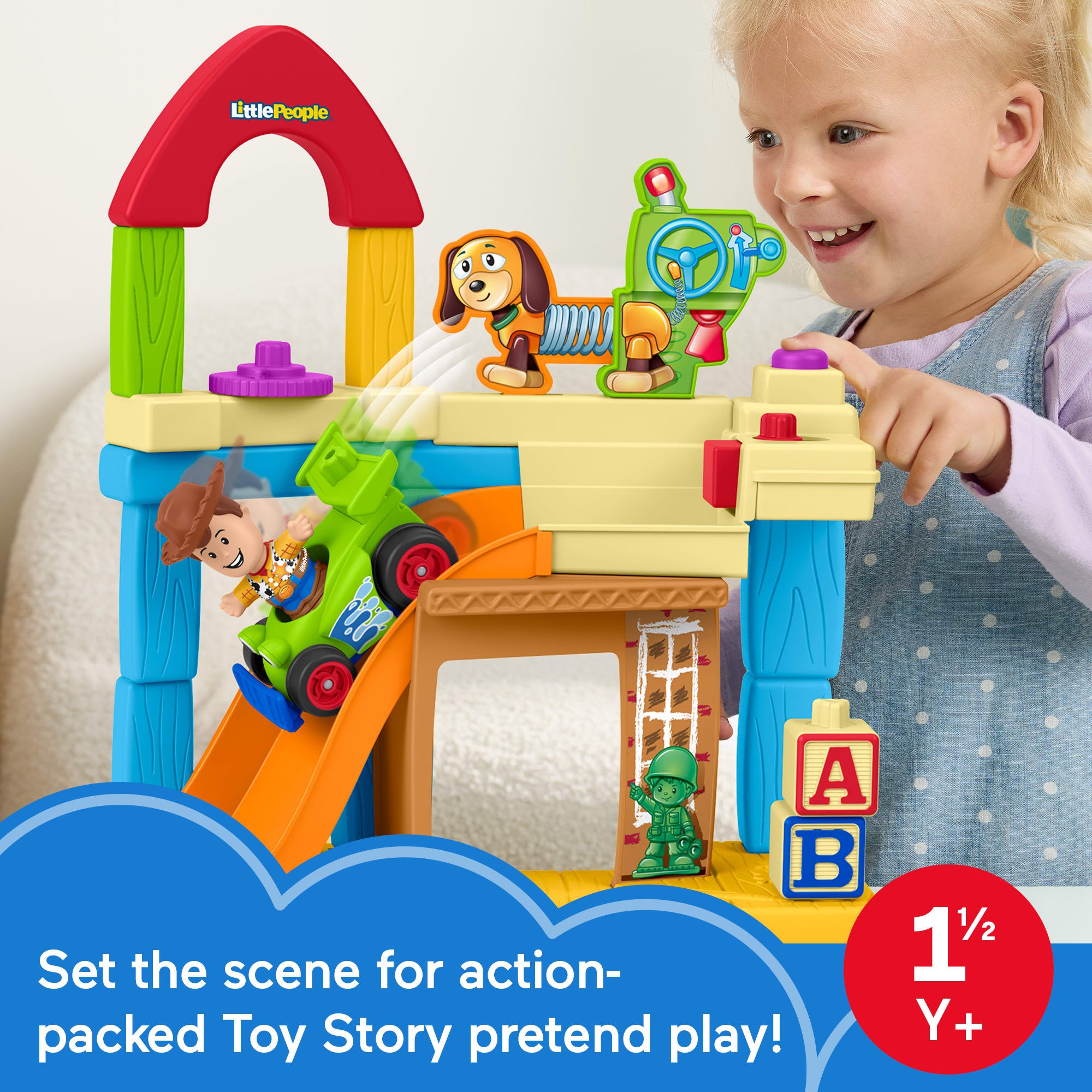 Fisher-Price Little People Disney & Pixar Toy Story Andy's Room Toddler Playset. Woody & RC Vehicle - Image 2