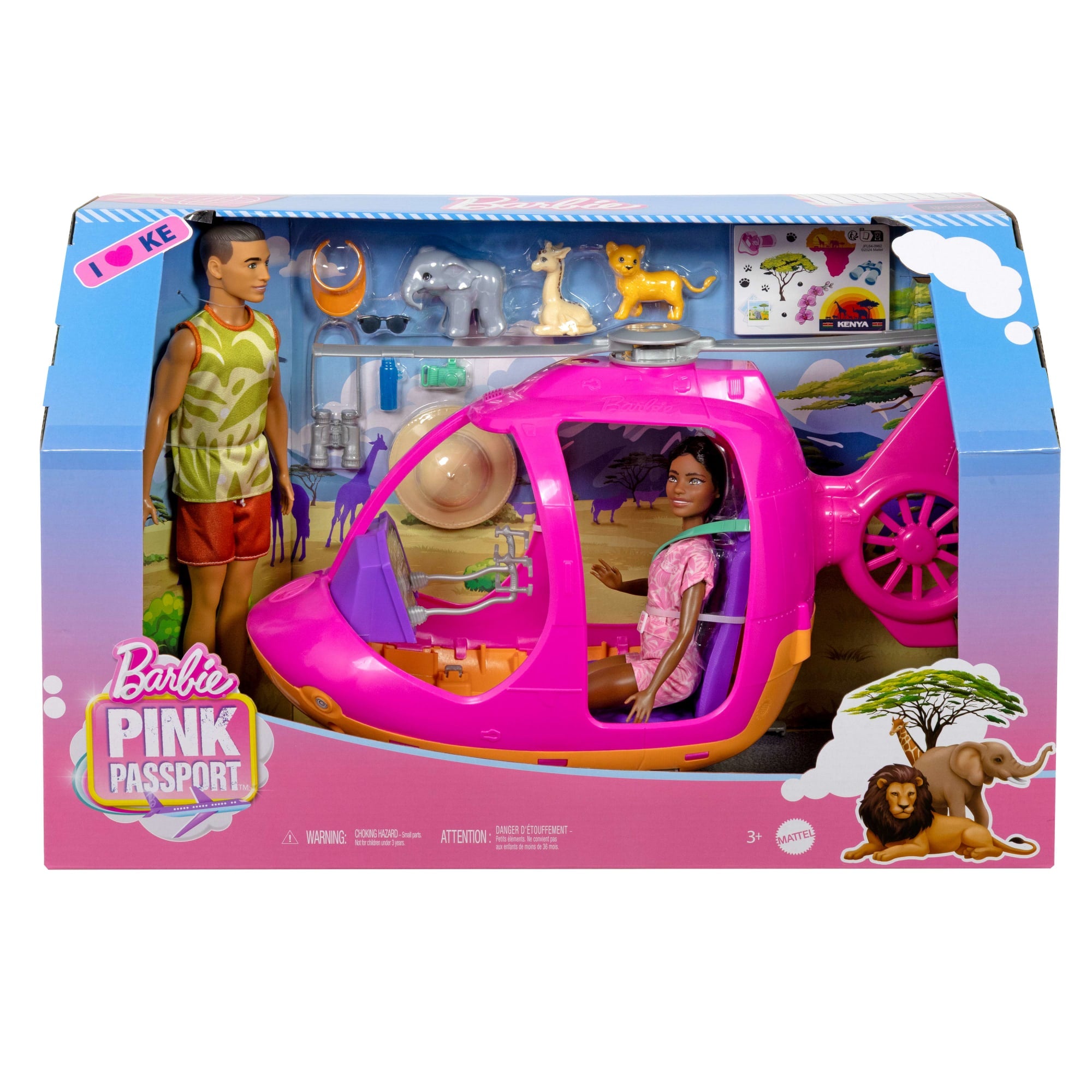 Barbie Pink Passport Kenya Adventure Dolls & Playset With Toy Helicopter & 9 Accessories - Image 6