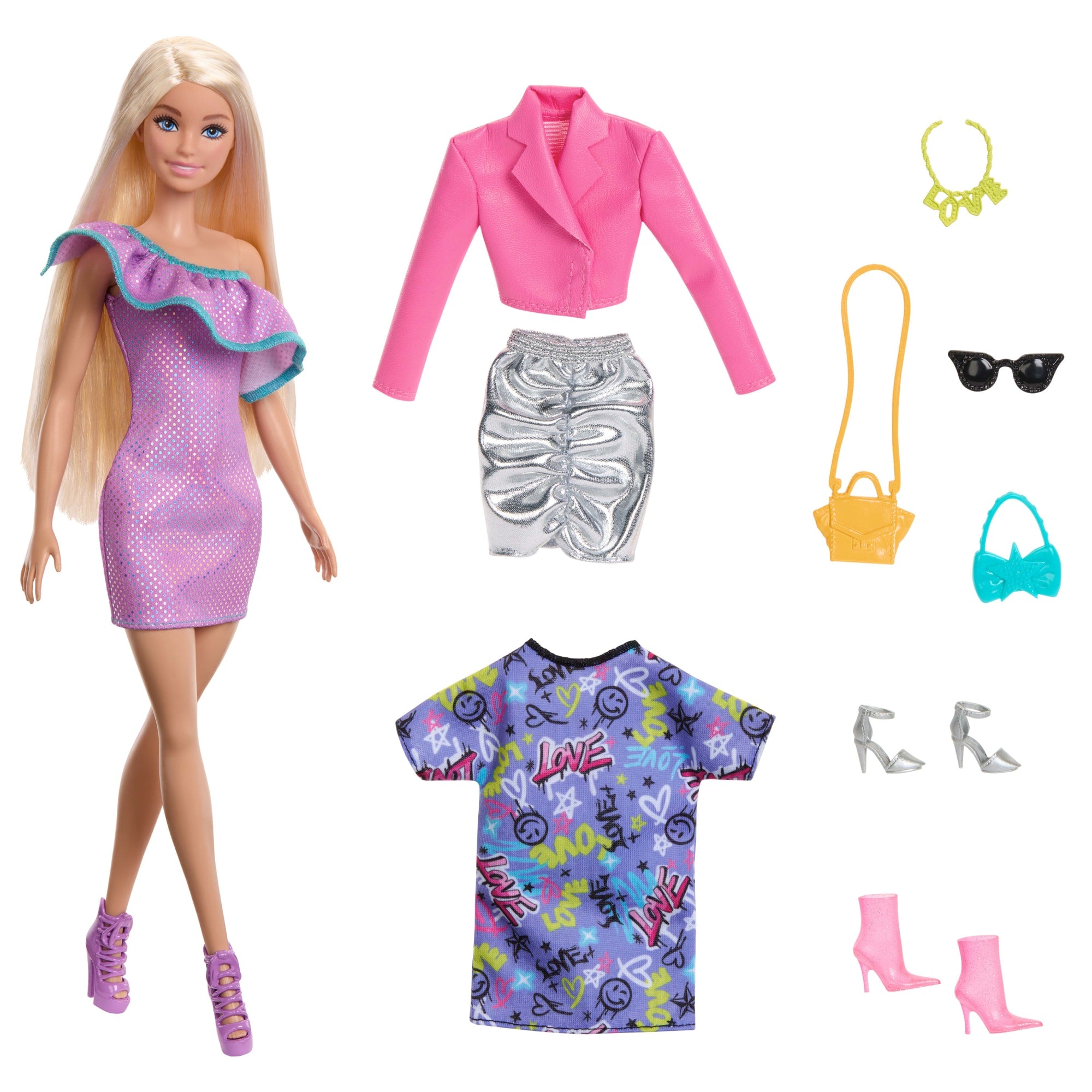 Barbie Fashion Doll With Clothes And Accessories including Party Dresses & Purses (3 Outfits) - Image 5