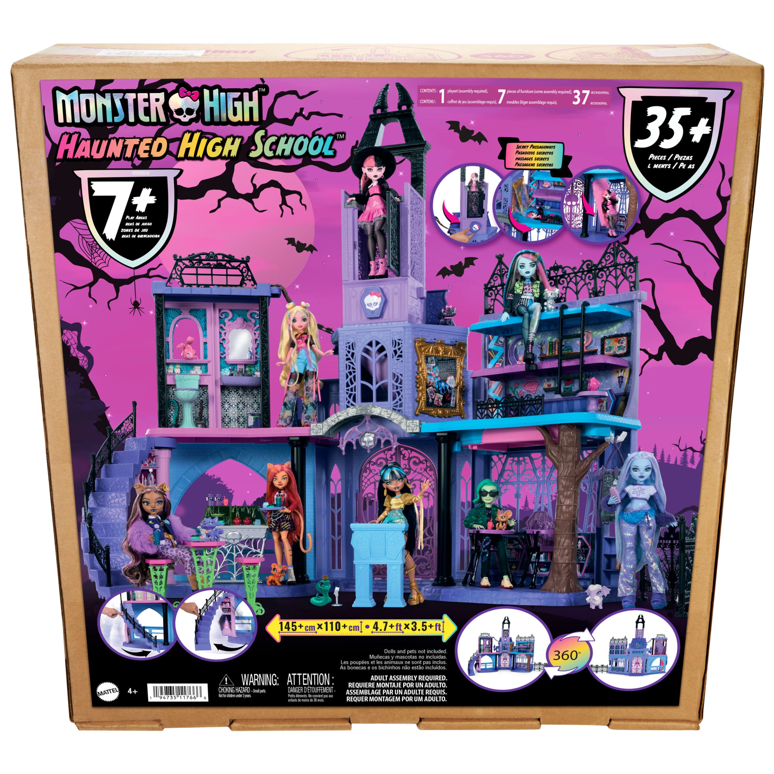 Monster High Haunted High School Doll House With 35+ Pieces Of Furniture And Accessories - Image 3