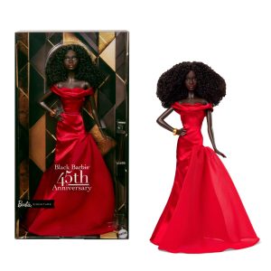 Barbie Signature Collectible Doll in Red Gown. 45Th Anniversary Black Barbie By Kitty Black Perkins