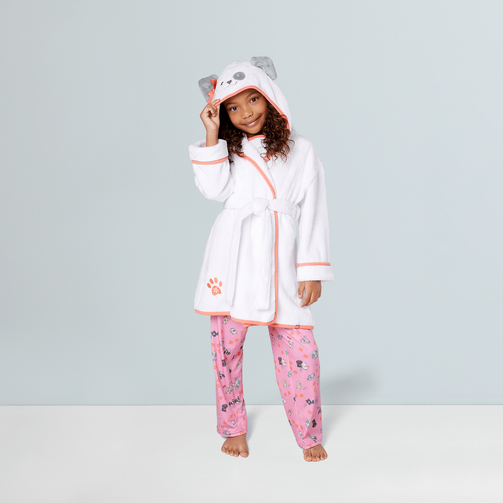 Comfy Puppy Robe Set for Girls & 18-inch Dolls - Image 3