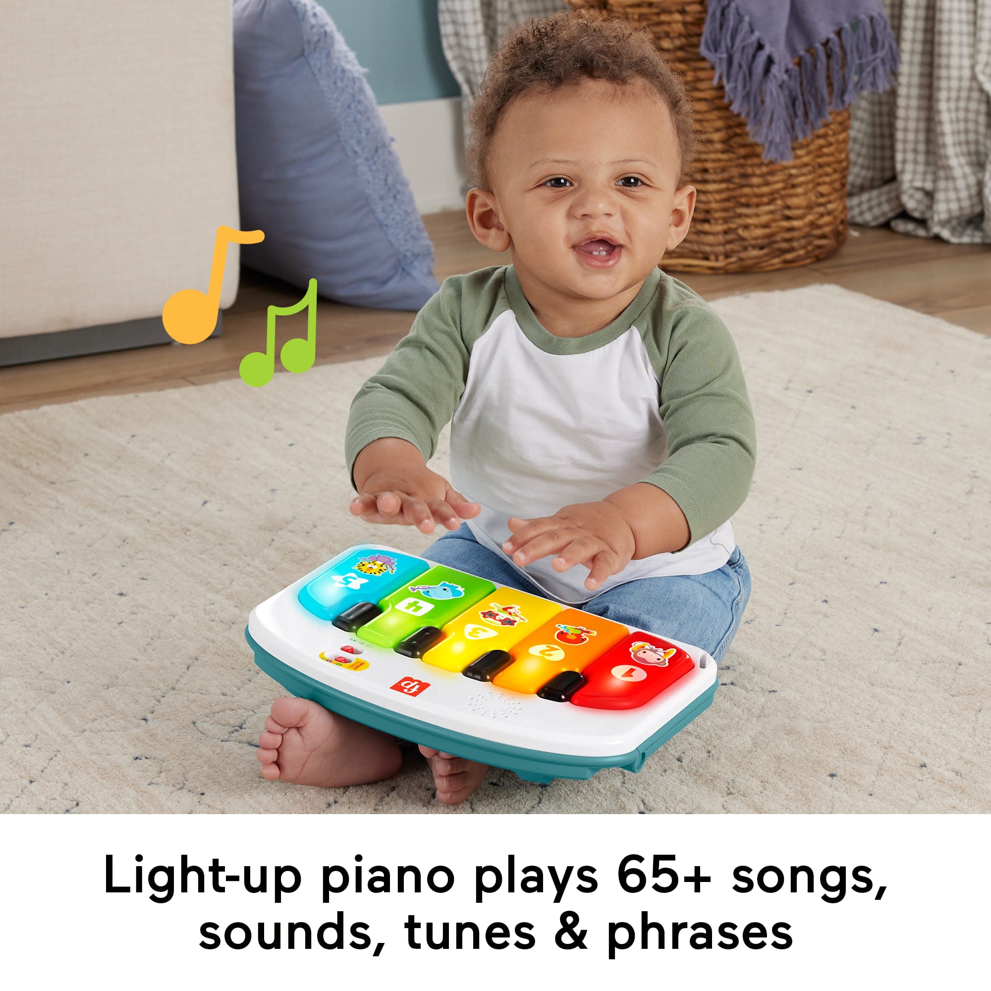 Fisher-Price Deluxe Kick & Play Sit-Me-Up Floor Seat Infant Chair With Piano Learning Toy - Image 5