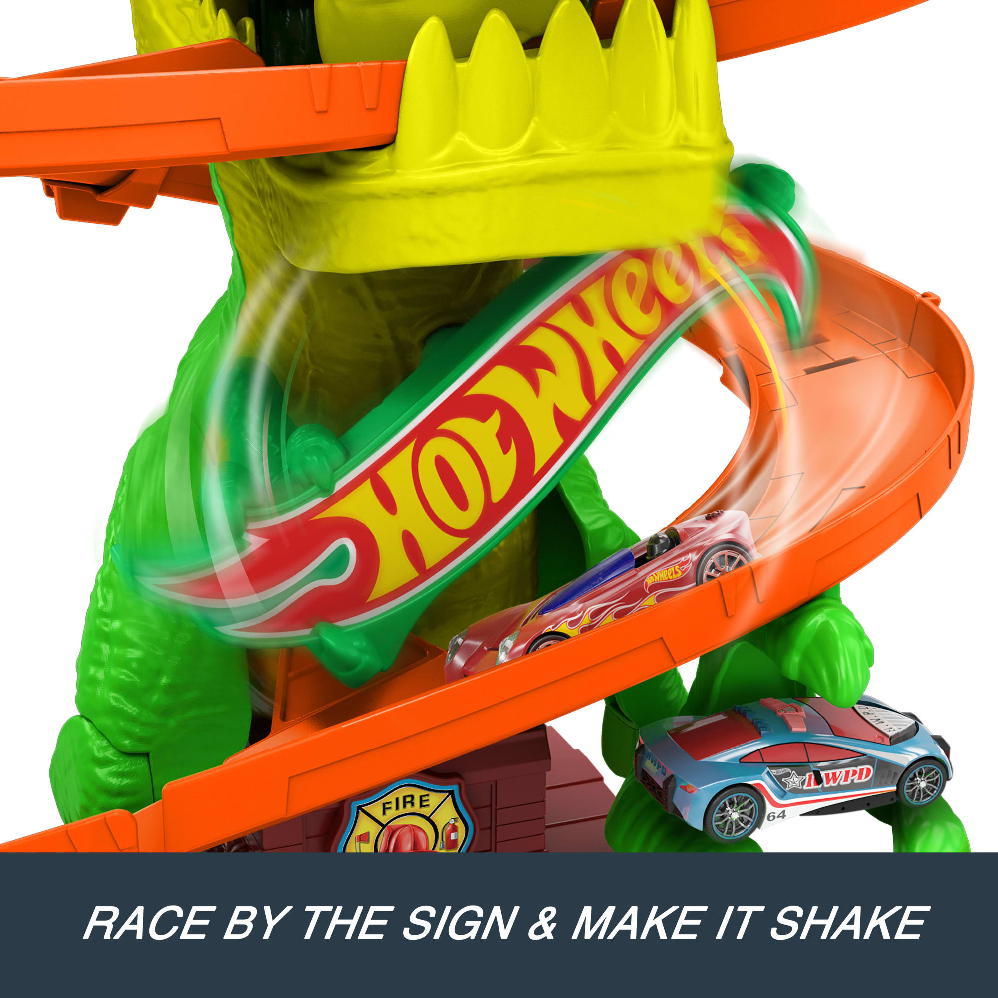 Hot Wheels City T-Rex Blaze Battle Playset & 1:64 Scale Die-Cast Car. Dinosaur Nemesis - Image 5