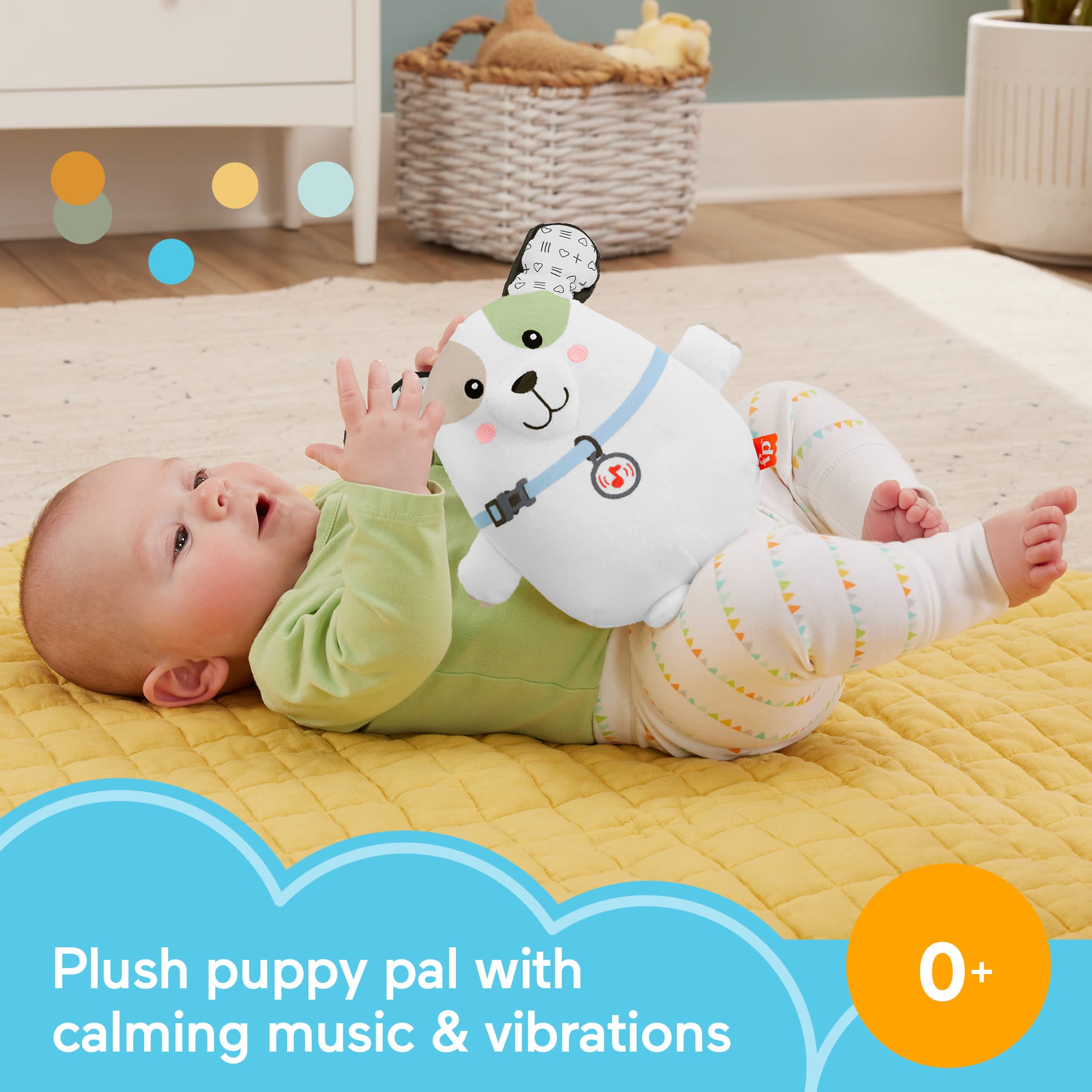 Fisher Price Calming Vibes Puppy Soother Portable Sound Machine Plush Toy For Newborns - Image 2