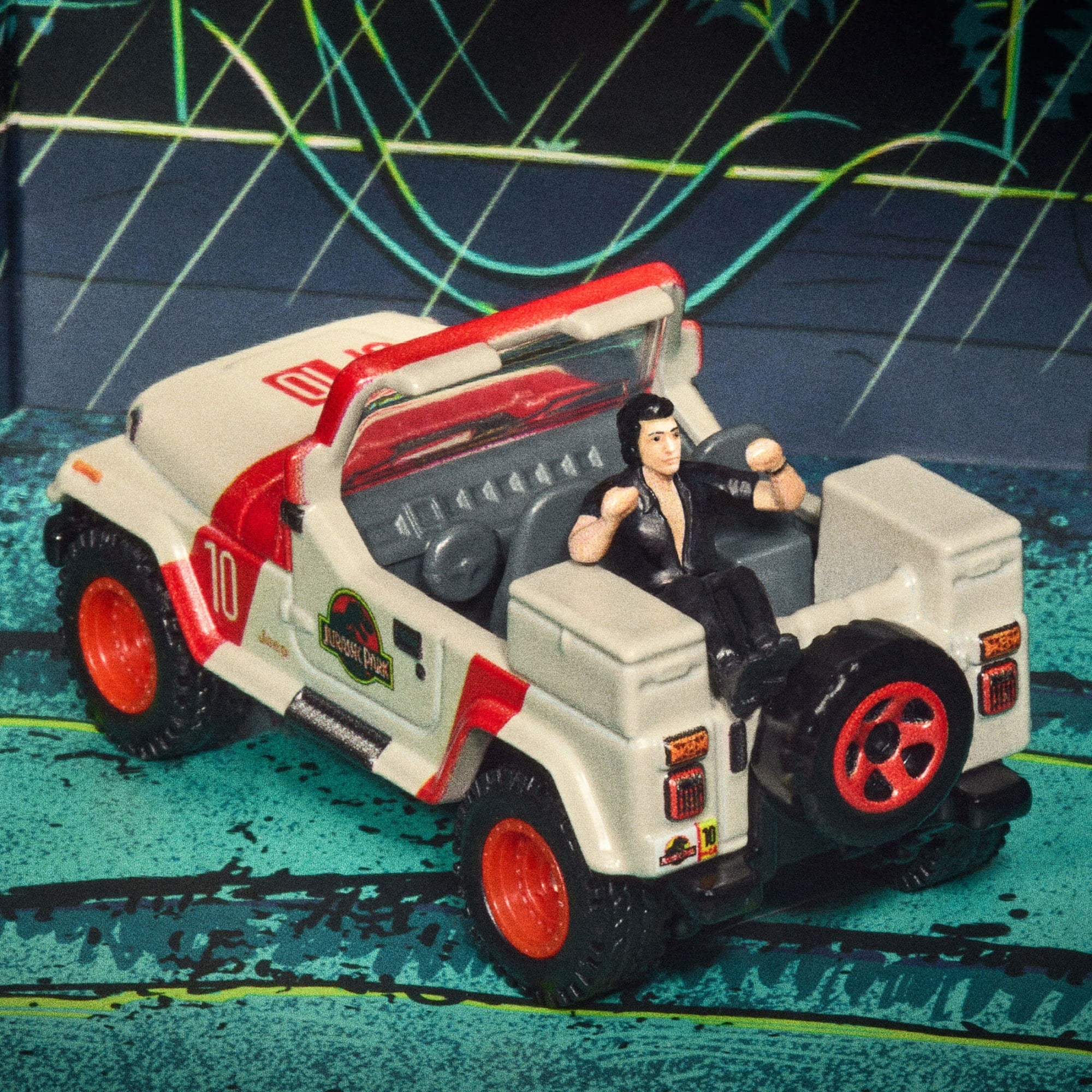 Hot Wheels Jurassic Park Jeep Wrangler & Dr. Ian Malcolm - Image 2