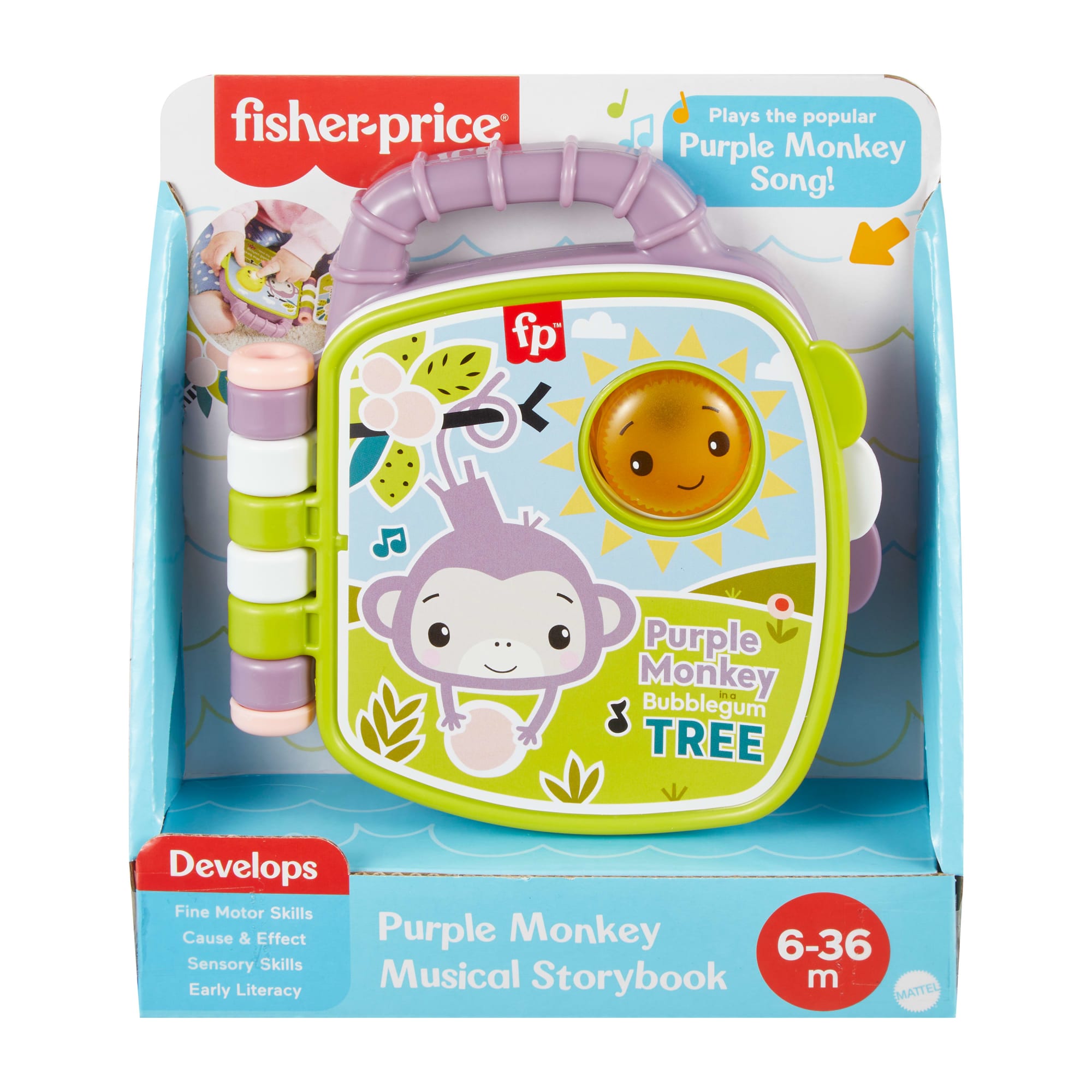 Fisher-Price Purple Monkey Musical Storybook Toy For Baby & Toddler With Lights & Sounds - Image 6