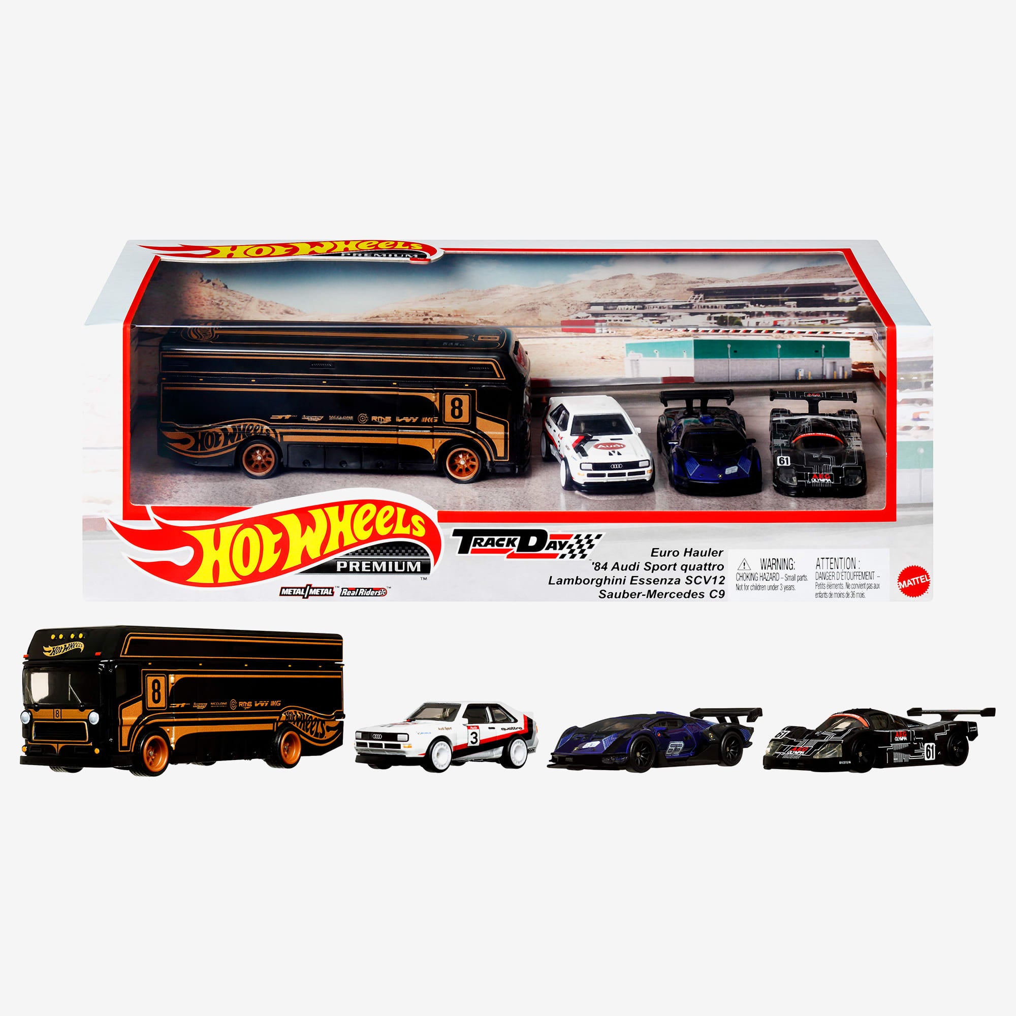 Hot Wheels Premium Collector Display Sets. 3 Cars & 1 Transporter