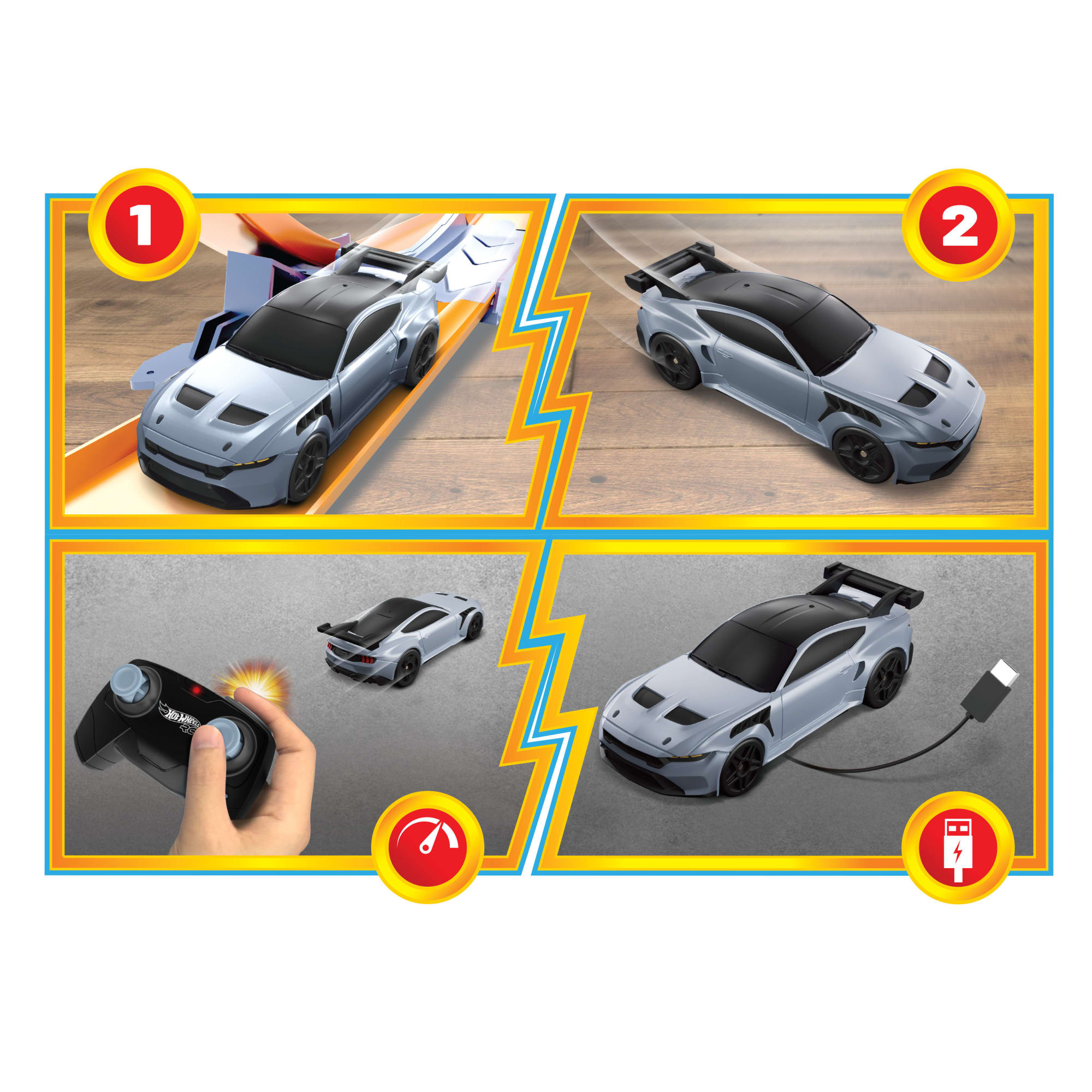 Hot Wheels RC 1:64 Scale Ford Mustang Gtd. Battery-Powered Remote-Control Toy Car - Image 3