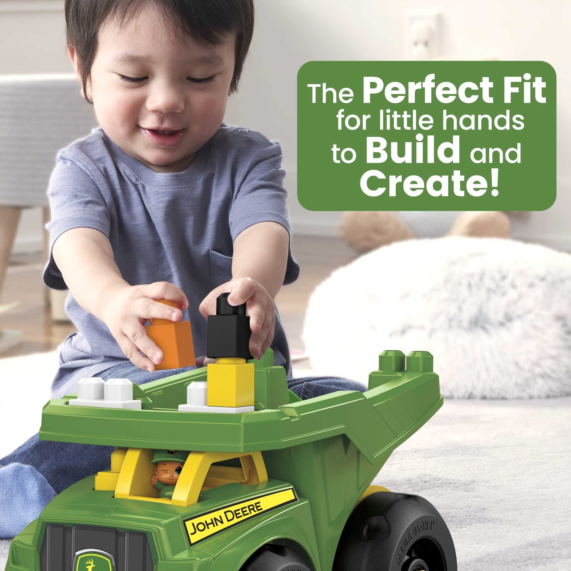 MEGA BLOKS Fisher-Price Building Toy Blocks John Deere Dump Truck (25 Pieces) For Toddler - Image 2