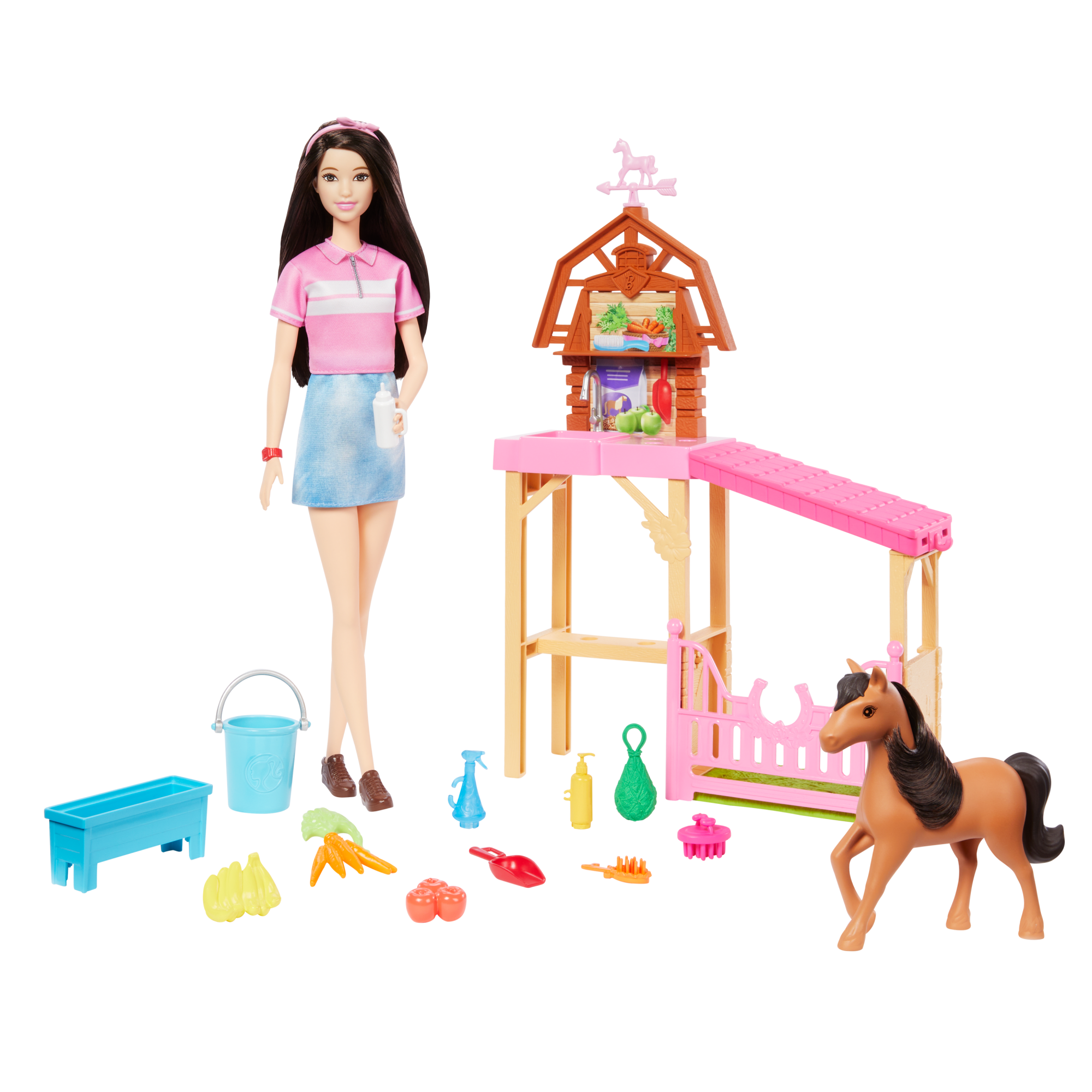 Barbie Mysteries: The Great Horse Chase Stable Playset With Fashion Doll. Small Toy Pony & 10+ Accessories