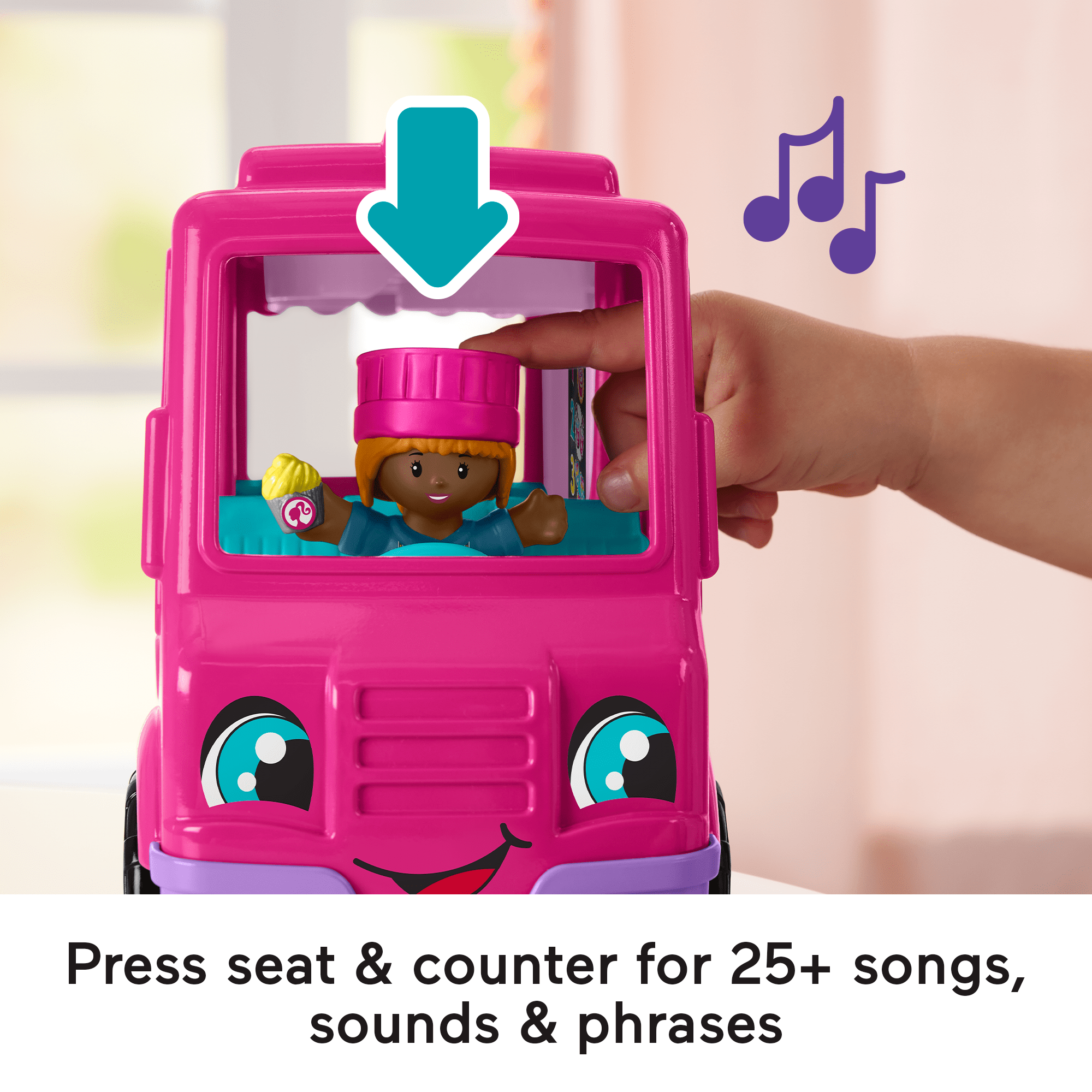 Fisher-Price Little People Barbie Cupcake Truck Musical Toddler Playset With 9 Play Pieces - Image 3