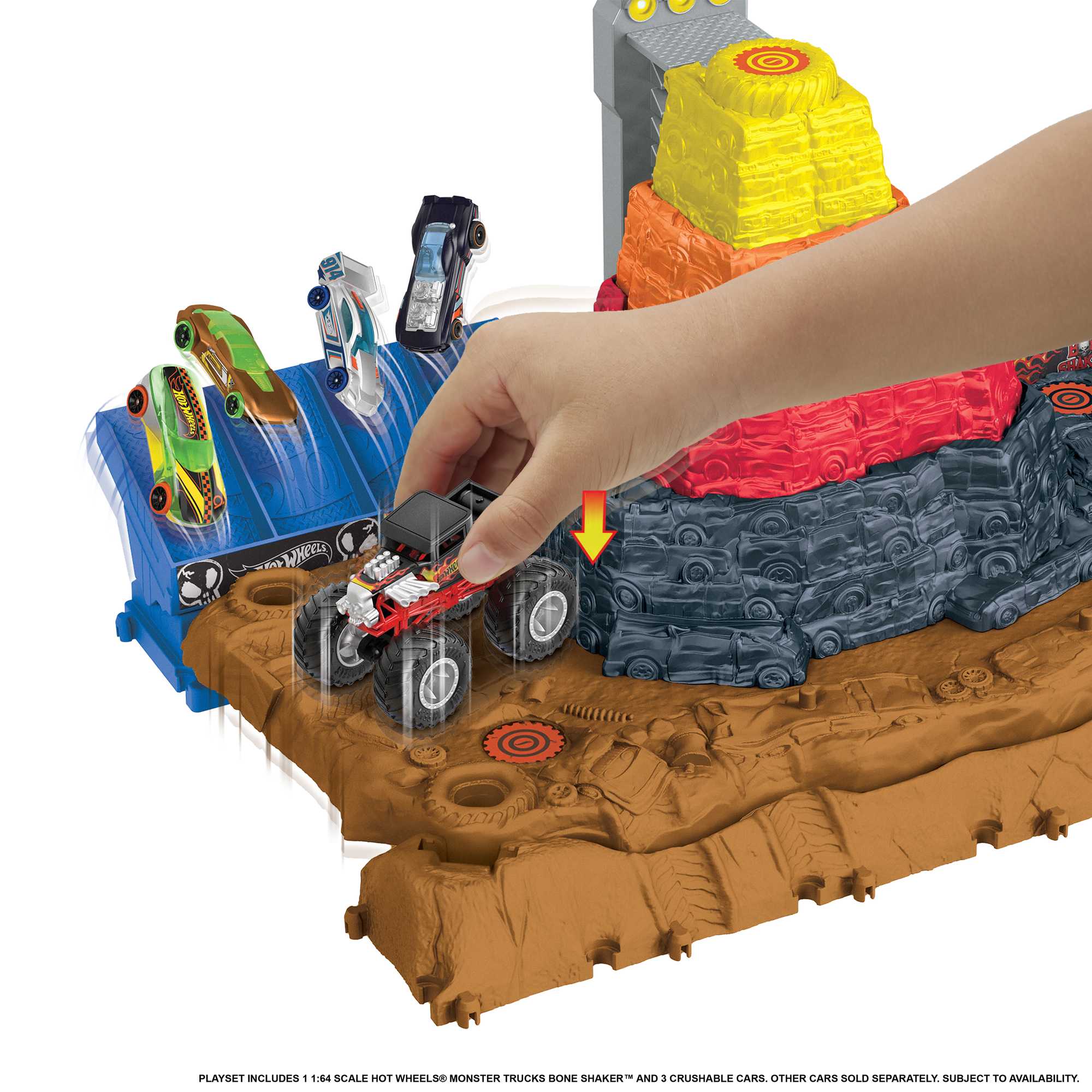 Hot Wheels Monster Trucks Arena Smashers Coffret de Jeu Parc à destruction Suprême Bone Shaker - Image 5