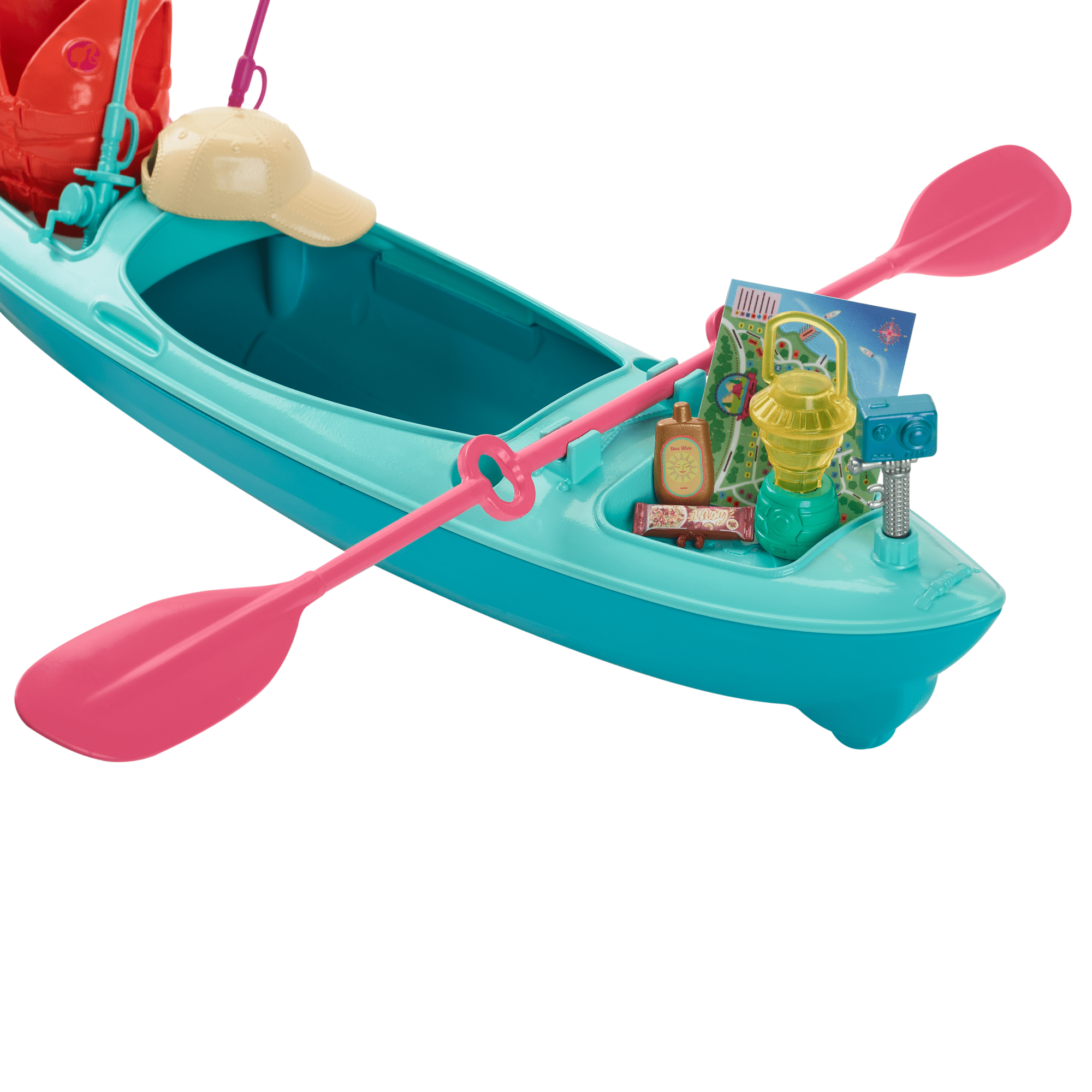 Barbie World Kayak & Surf Playset With 17 Camping Accessories Including Kayak Boat. Surfboard & More - Image 3