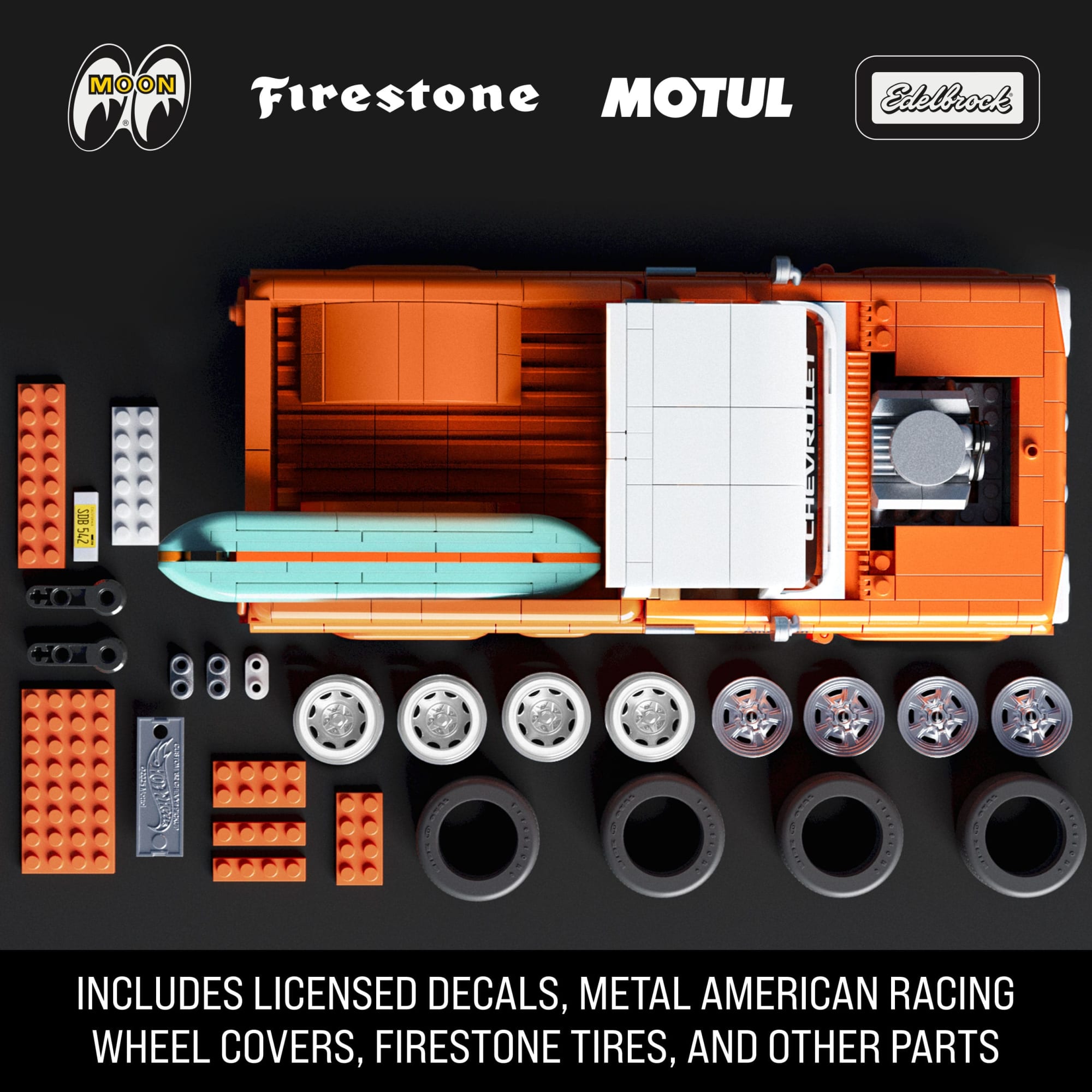 Mattel Brick Shop Hot Wheels Custom '62 Chevy Pickup Building Toy Kit (858 Pieces). For Collectors - Image 4