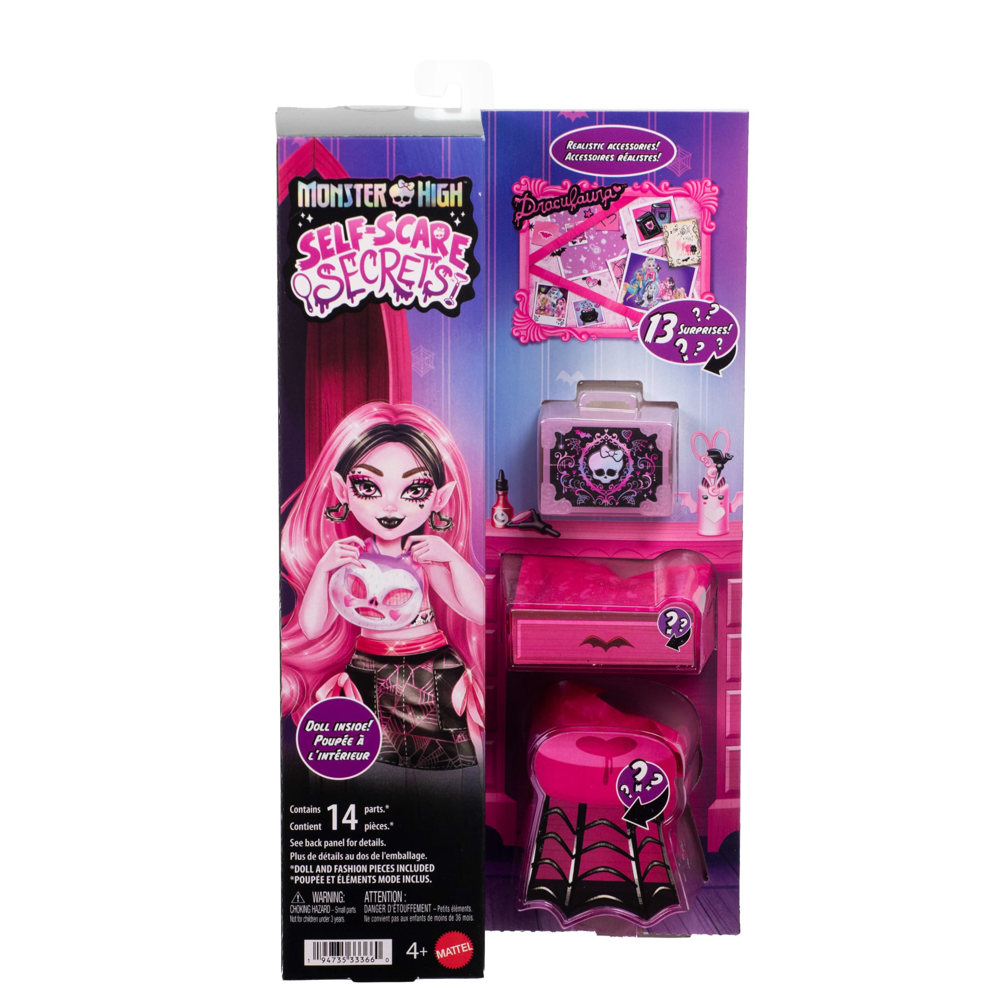 Monster High Self-Scare Secrets Draculaura Fashion Doll With 13 Realistic Accessories - Image 6