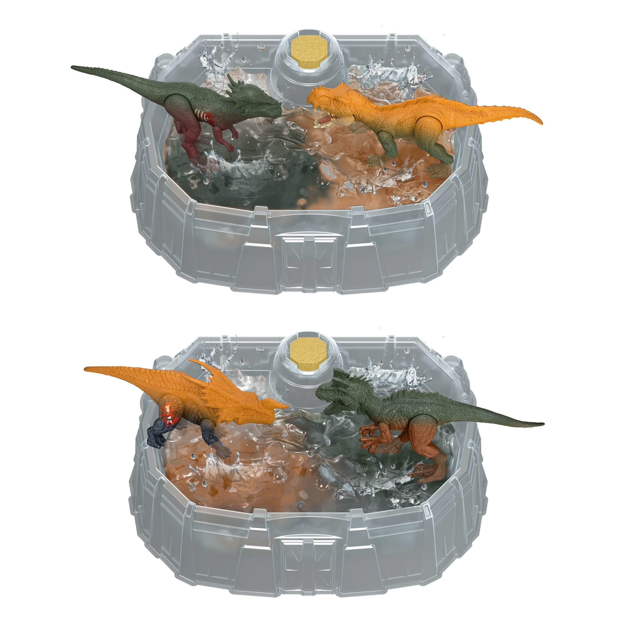 Jurassic World Dino Reveal 2 Dinosaur Toys in Battle Arena. Warm Water Changes Decoration