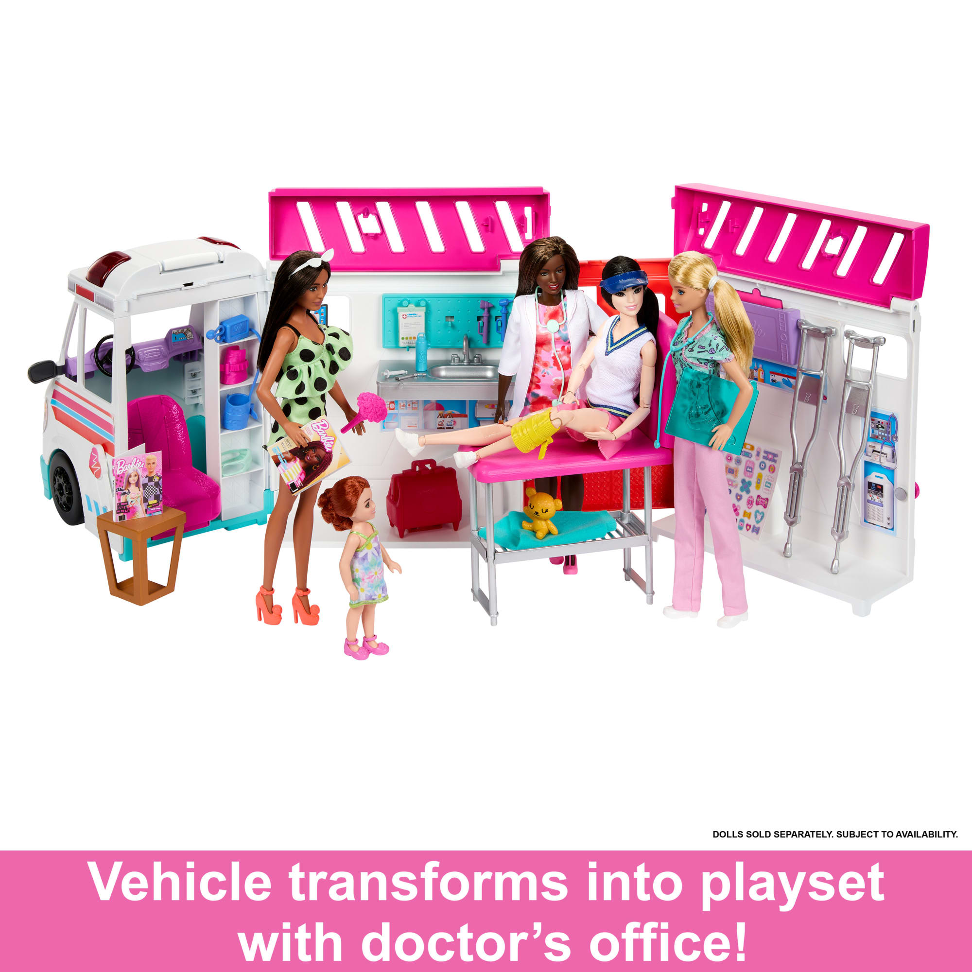 Barbie Toys. Transforming Ambulance And Clinic Playset. 20+ Accessories. Care Clinic - Image 3