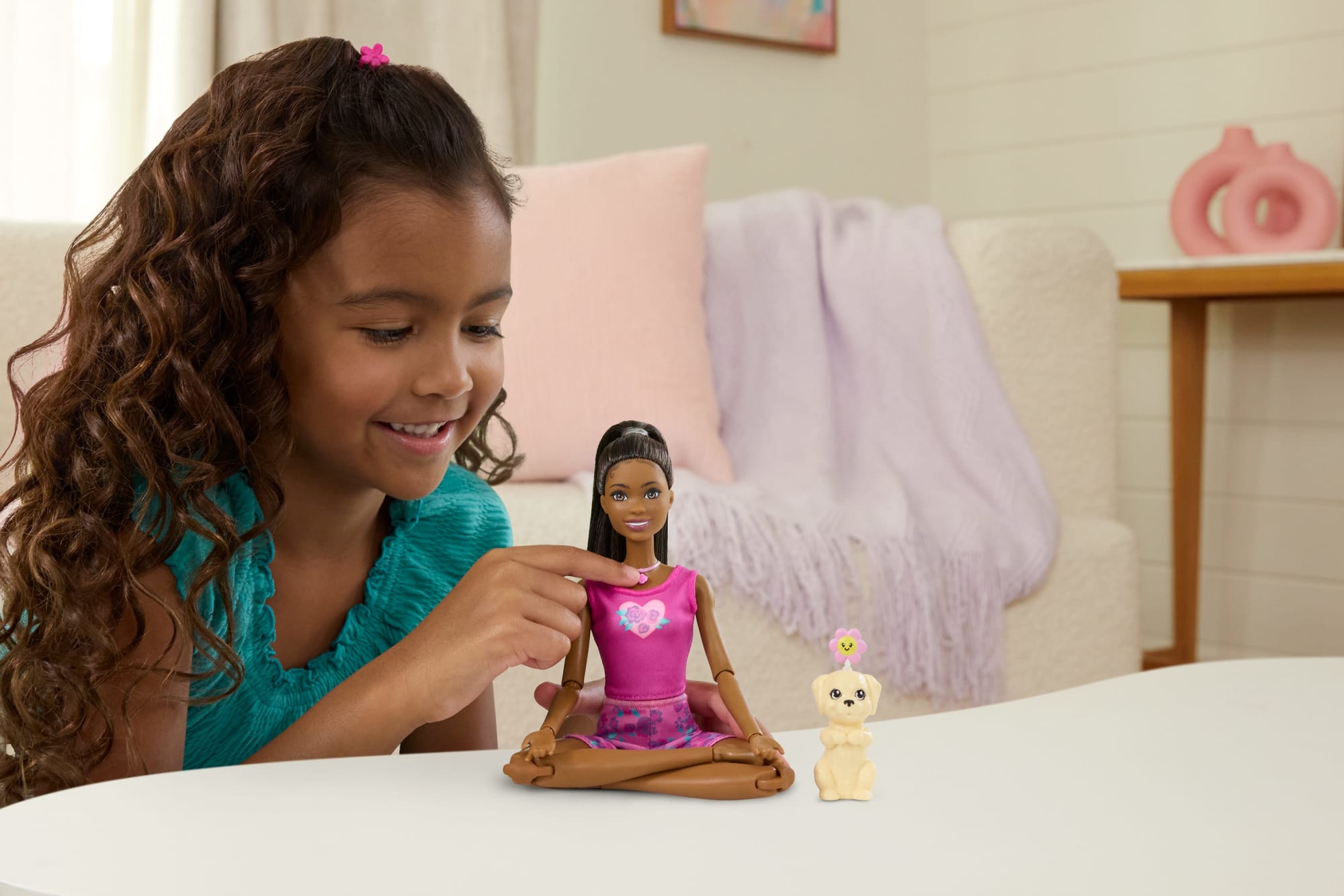 Barbie Mindful Moves Fashion Doll in Yoga Clothes With Audio. Lights And Music. Black Hair And Pet - Image 2