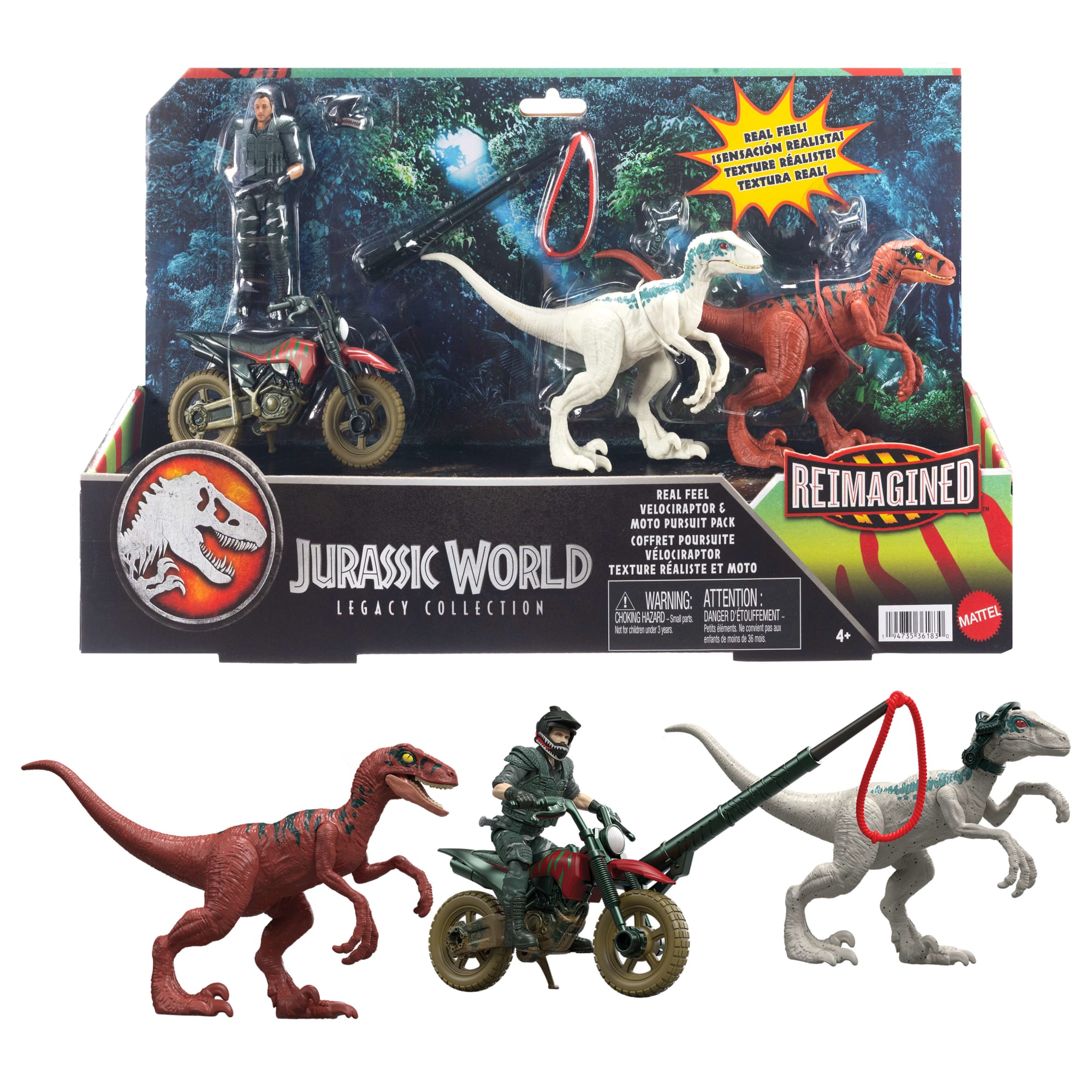 Jurassic World Reimagined Motorcycle. Owen Grady & Raptors & Tools Retro Pack. Fallen Kingdom Toy