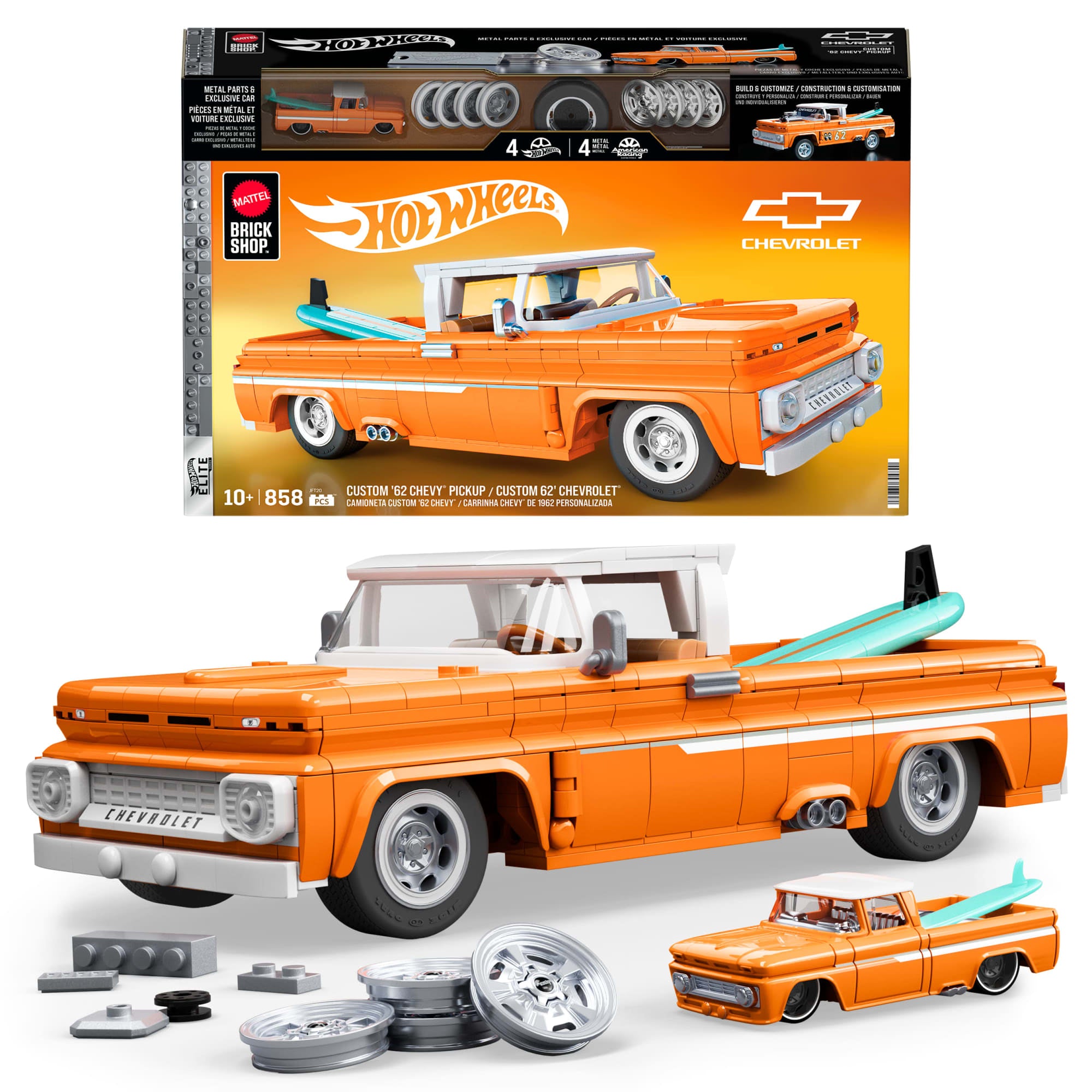 Mattel Brick Shop Hot Wheels Custom '62 Chevy Pickup Building Toy Kit (858 Pieces). For Collectors