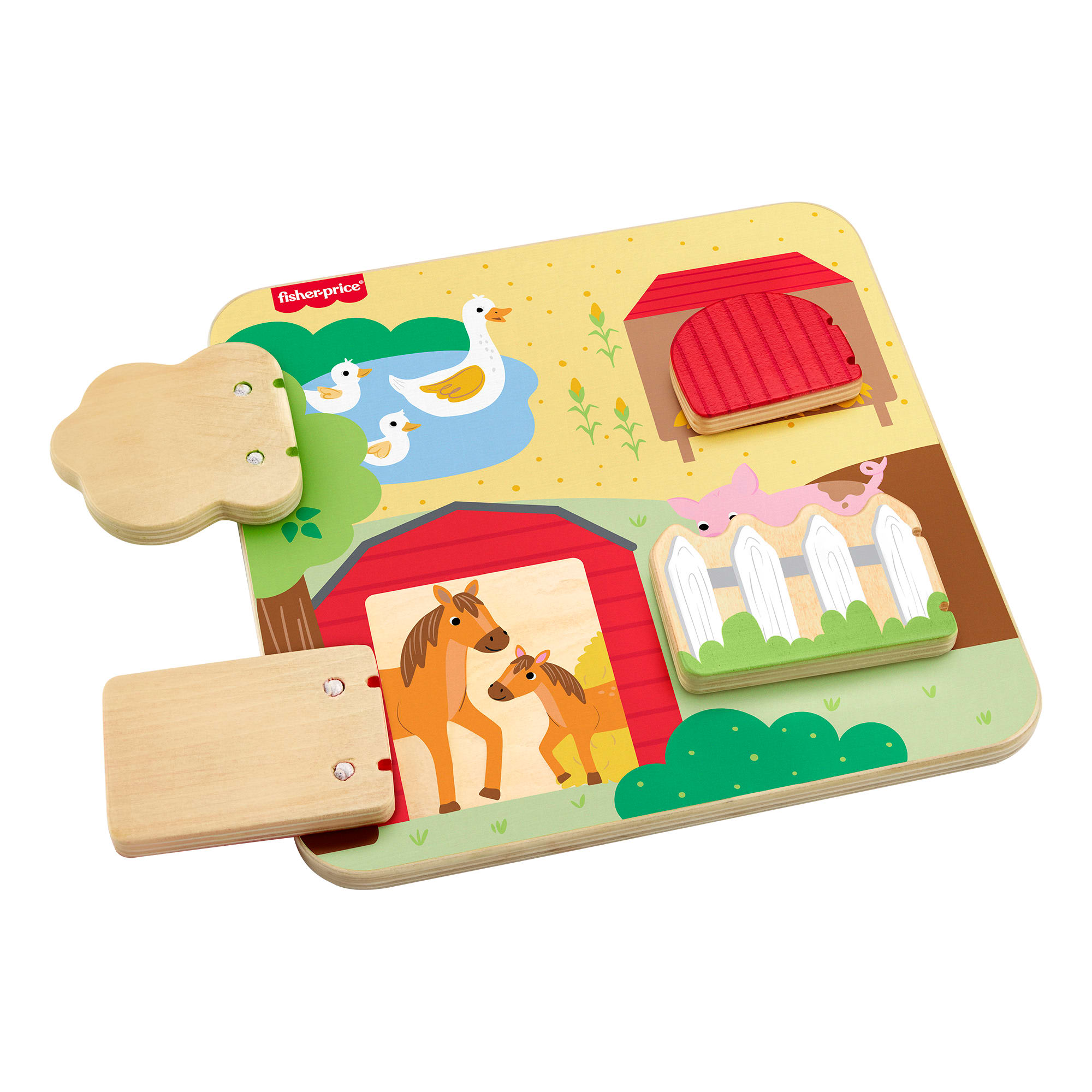 Fisher-Price Wooden Farm Animal Board Busy Activity Toy For Baby & Toddler. 1 Wood Piece