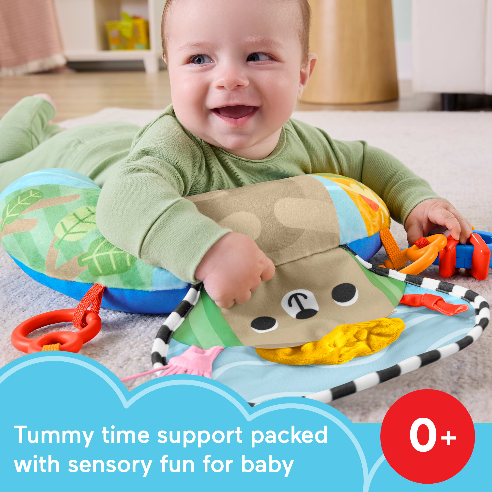 Fisher-Price Sensory Adventures Tummy Wedge Newborn Support With Teether & Rattle Baby Toys - Image 2