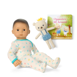 Bitty Baby® Doll #4 in Pastel Blue + Bear Friend & Board Book