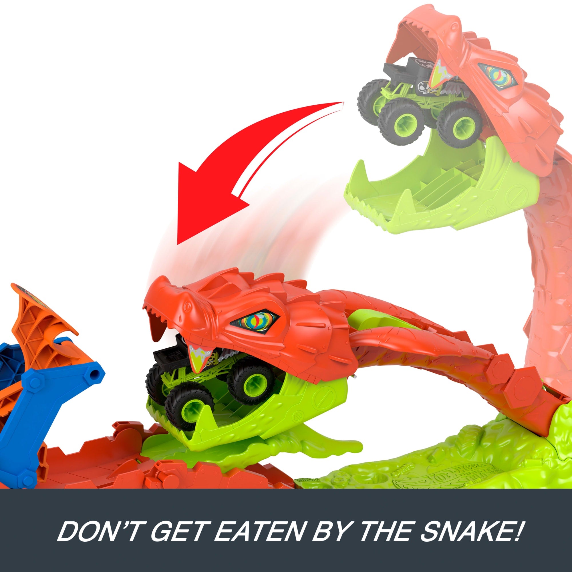 Hot Wheels Monster Trucks Snake Slam Takedown Playset With 1:64 Scale Bone Shaker Toy Vehicle - Image 3