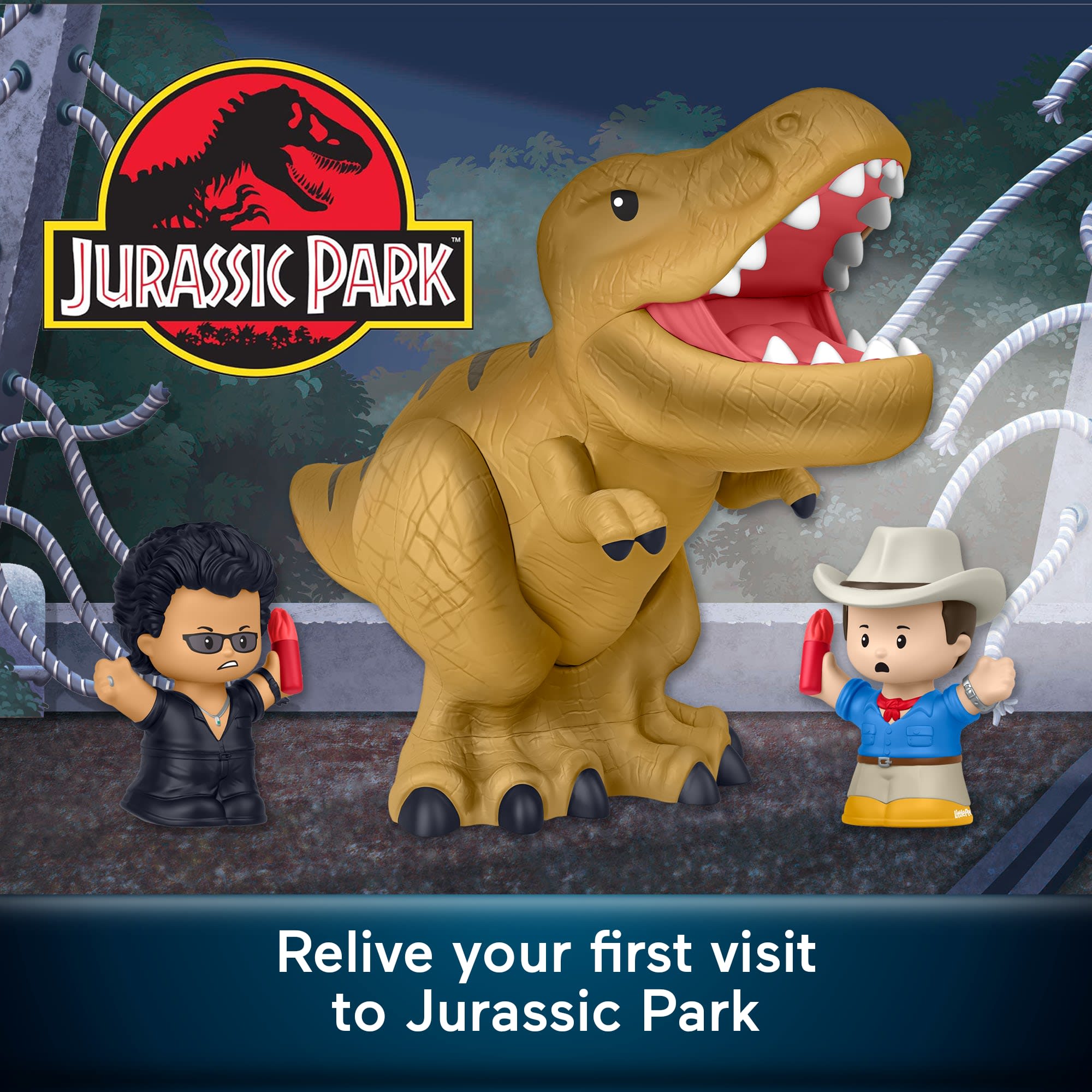 Little People Collector Jurassic Park Special Edition Set With Dinosaur For Movie Fans. 3 Figures - Image 2