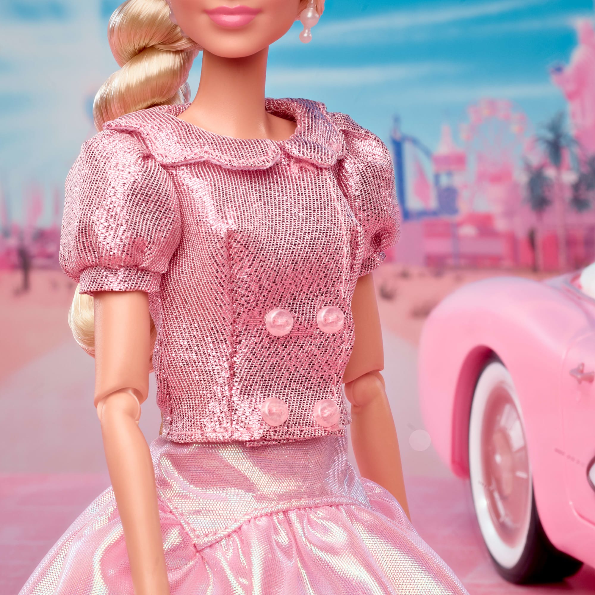 Barbie The Movie Doll. Margot Robbie As Barbie. Collectible Doll Wearing Pink Blouse & Skirt Set - Image 4
