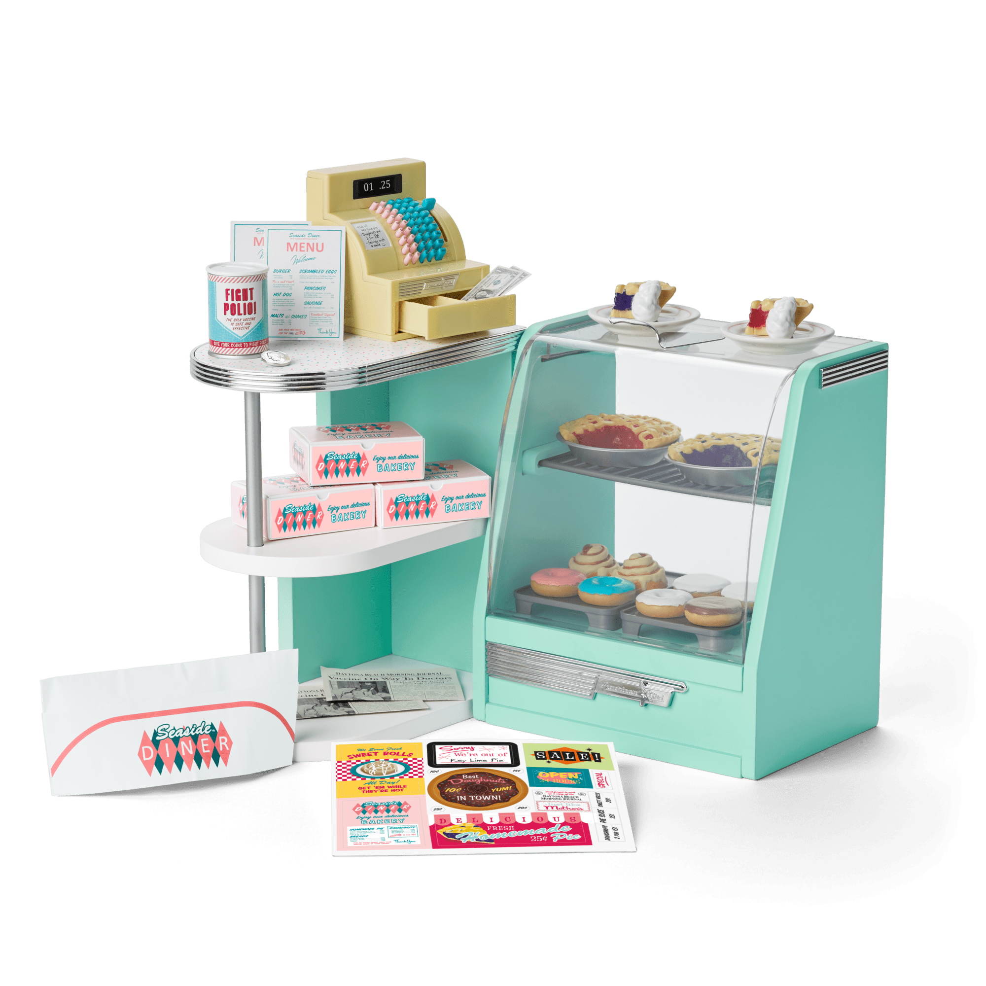 Maryellen's™ Seaside Diner Bakery Case for 18-inch Dolls (Historical Characters)