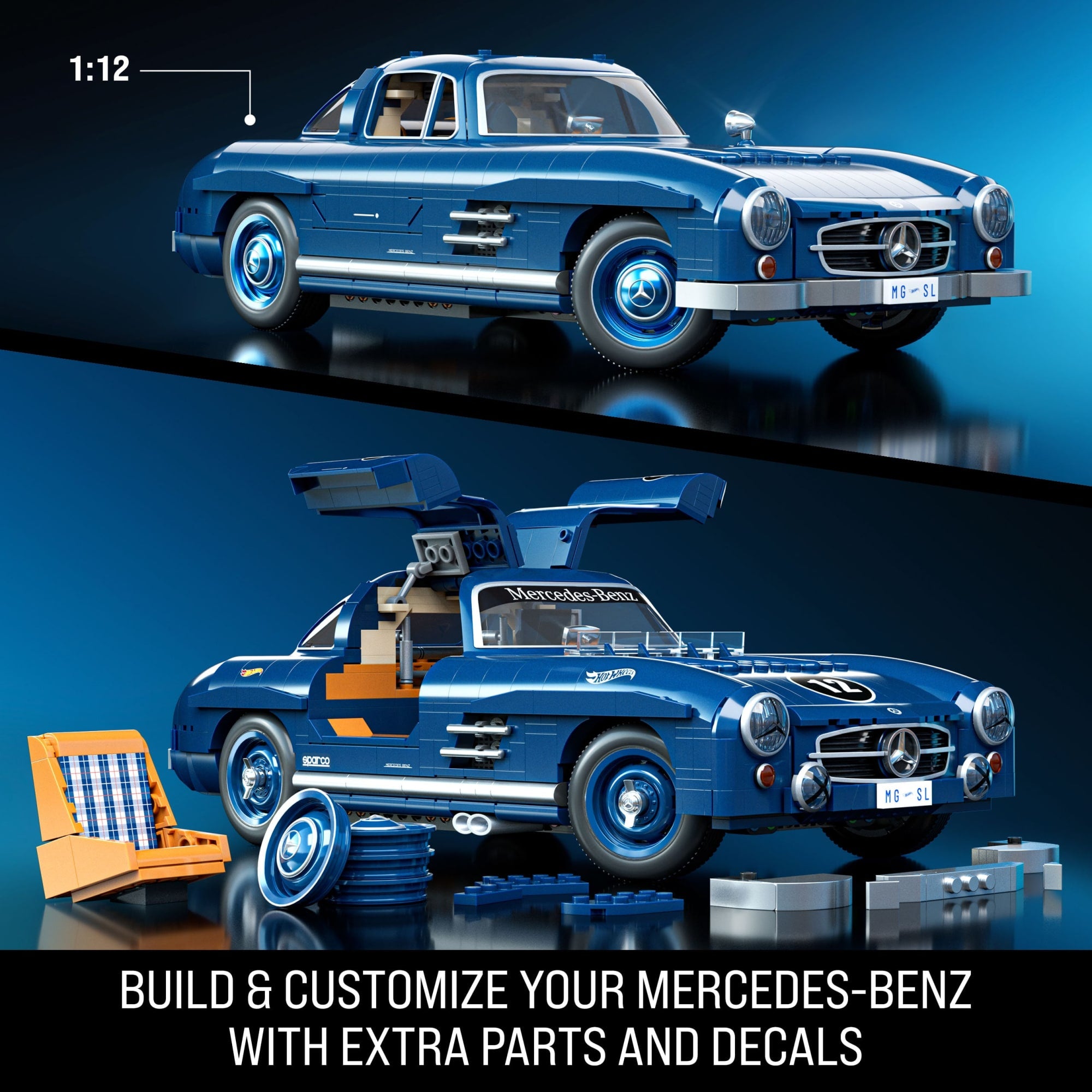 Mattel Brick Shop Hot Wheels Mercedes-Benz 300 Sl Building Toy Kit (1600 Pieces). For Collectors - Image 3