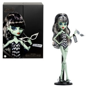 Monster High X Barbie Doll. Frankie Stein With Original Barbie Swimsuit. Black Dress And Accessories