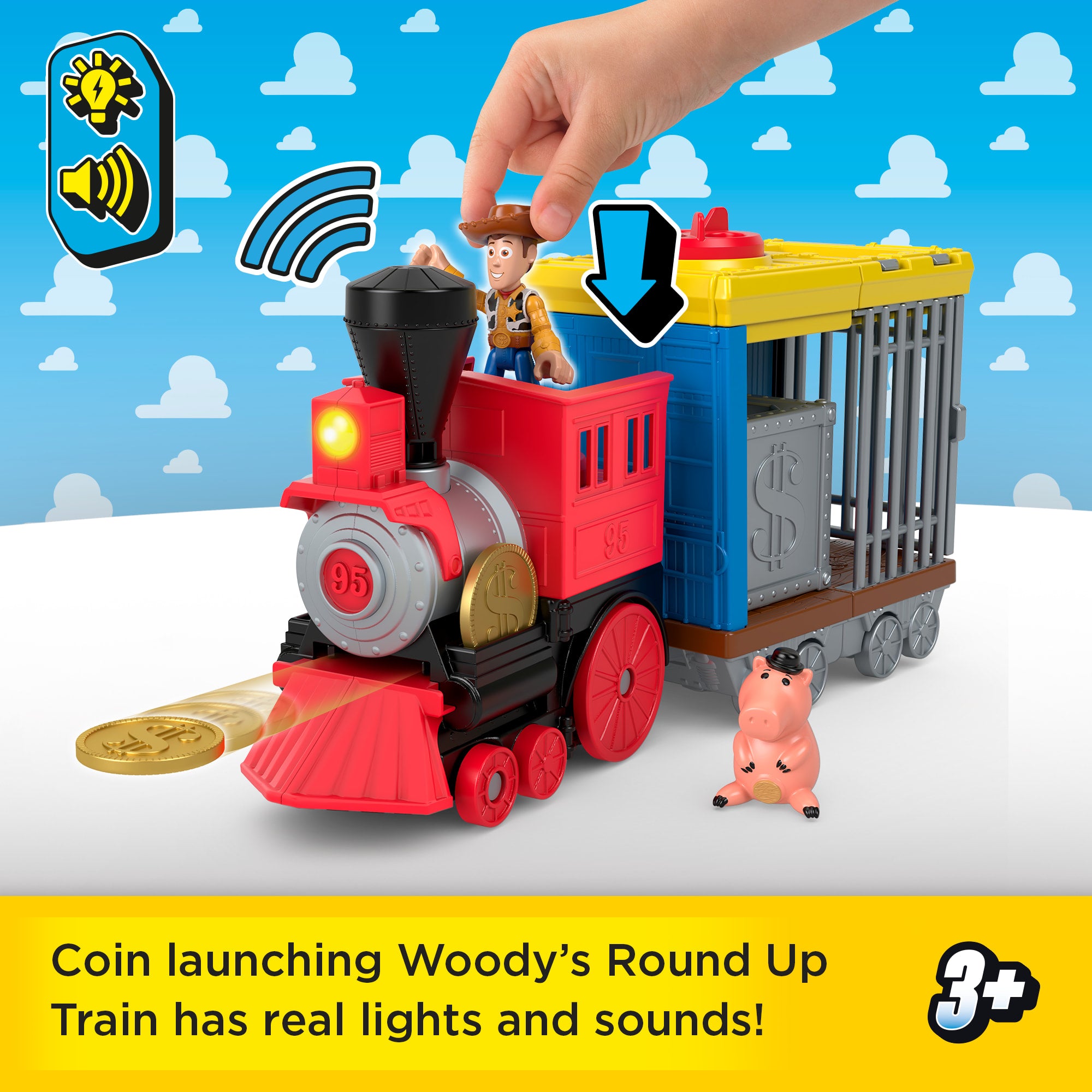 Imaginext Toy Story Woody's Round Up Train Toy Vehicle With Lights & Sounds. Figures - Image 2