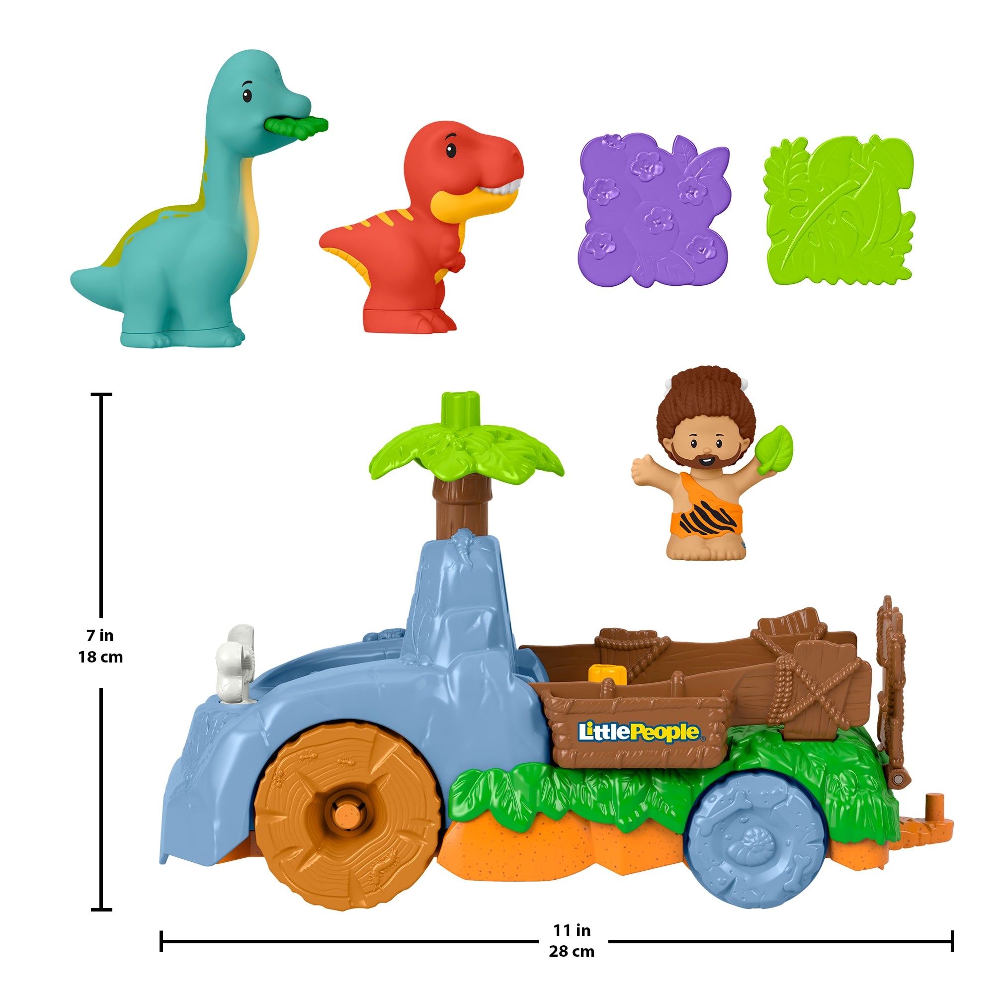 Fisher-Price Little People Dino Wobble Truck. 6-Piece Dinosaur Toy Set For Toddlers - Image 6