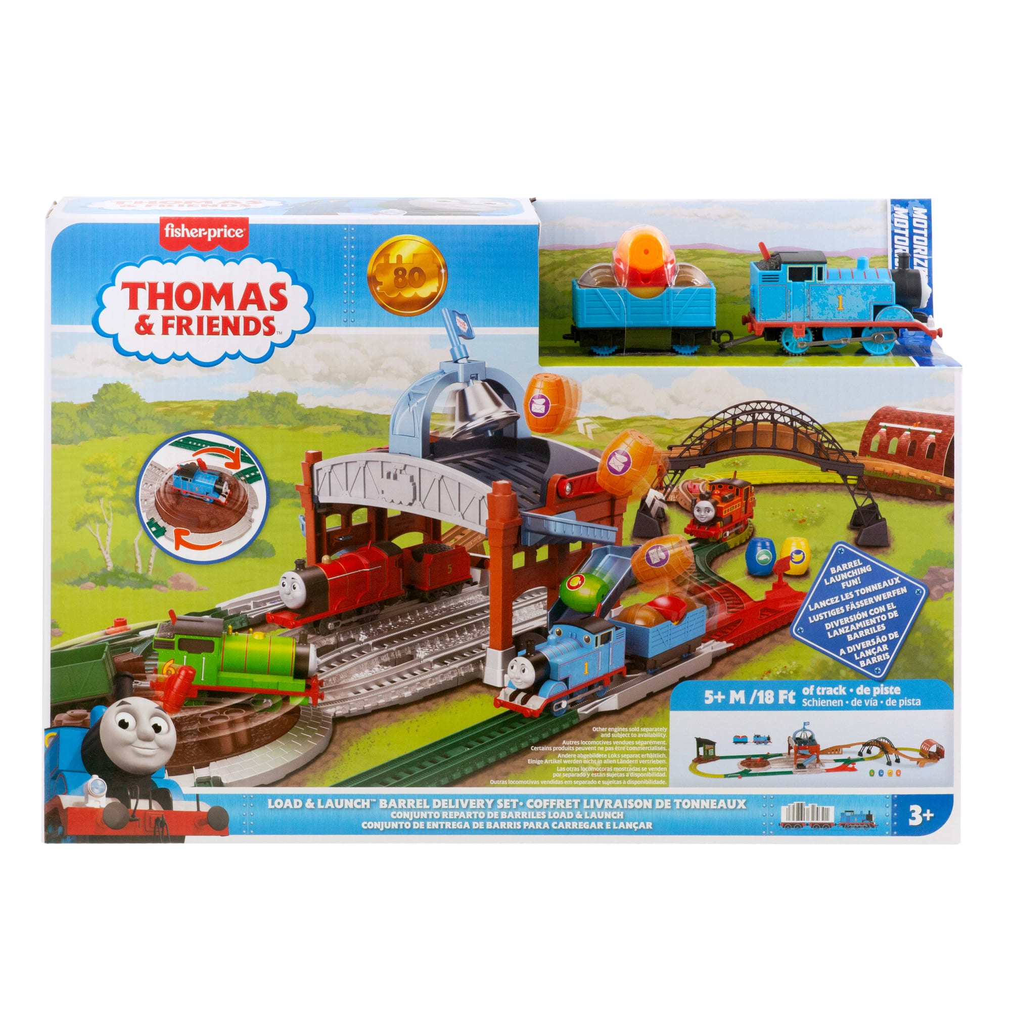 Thomas & Friends Load & Launch Barrel Delivery Set By Fisher-Price & Classic Motorized Toy Train - Image 6