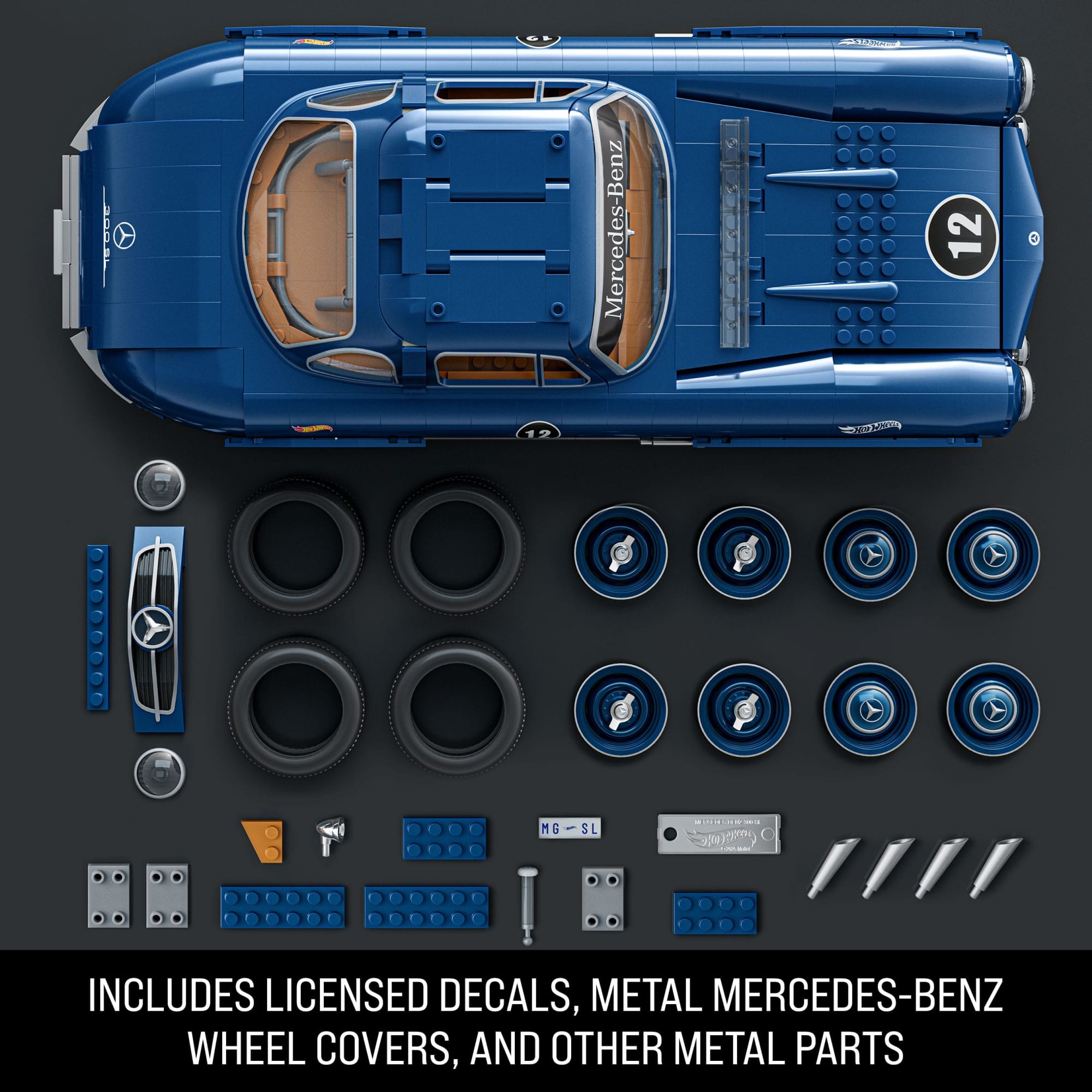 Mattel Brick Shop Hot Wheels Mercedes-Benz 300 SL Building Toy Kit (1600 Pieces). for Collectors - Image 4