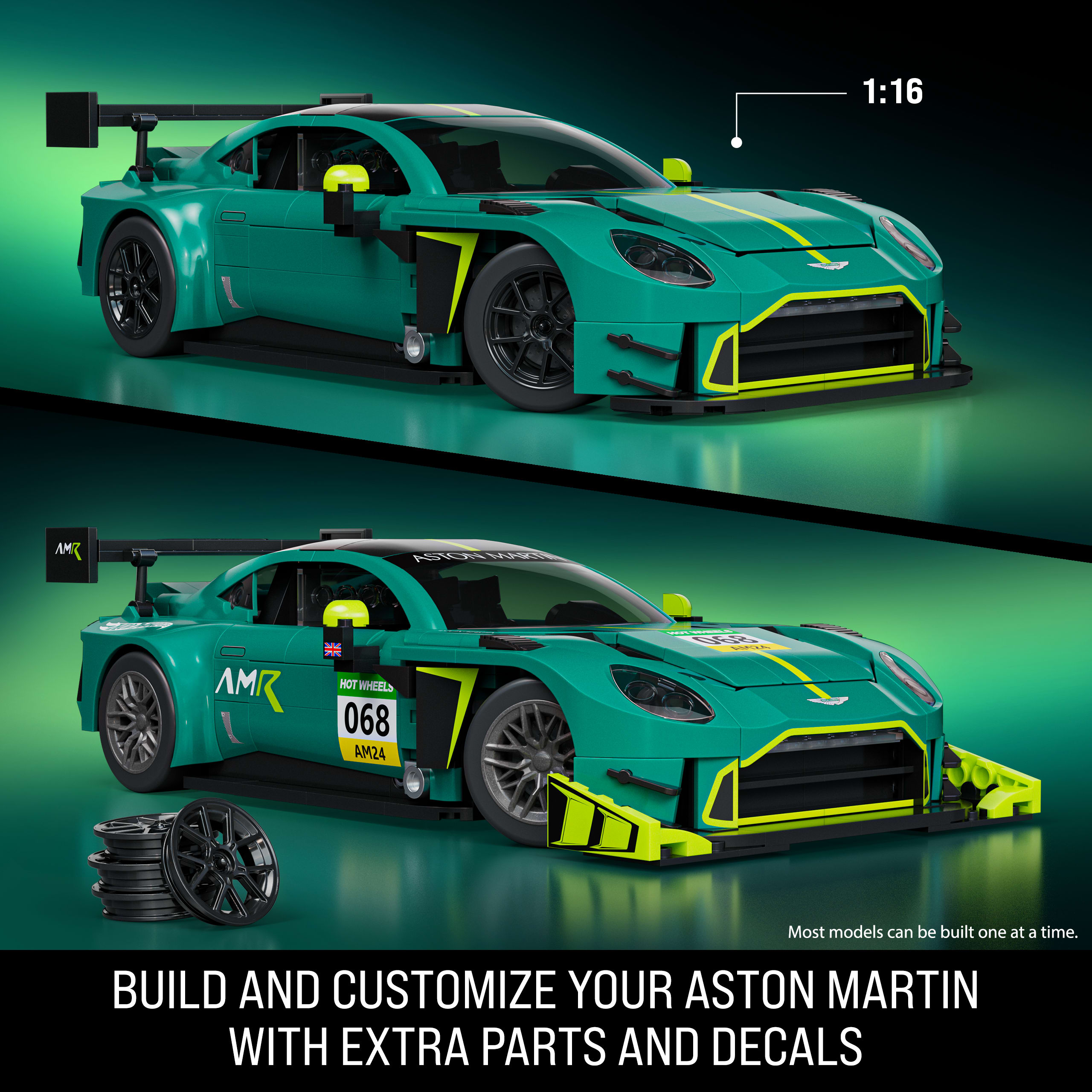 Mattel Brick Shop Hot Wheels '24 Aston Martin Vantage Gt3 Building Toy Kit (793 Pieces). For Collectors - Image 3