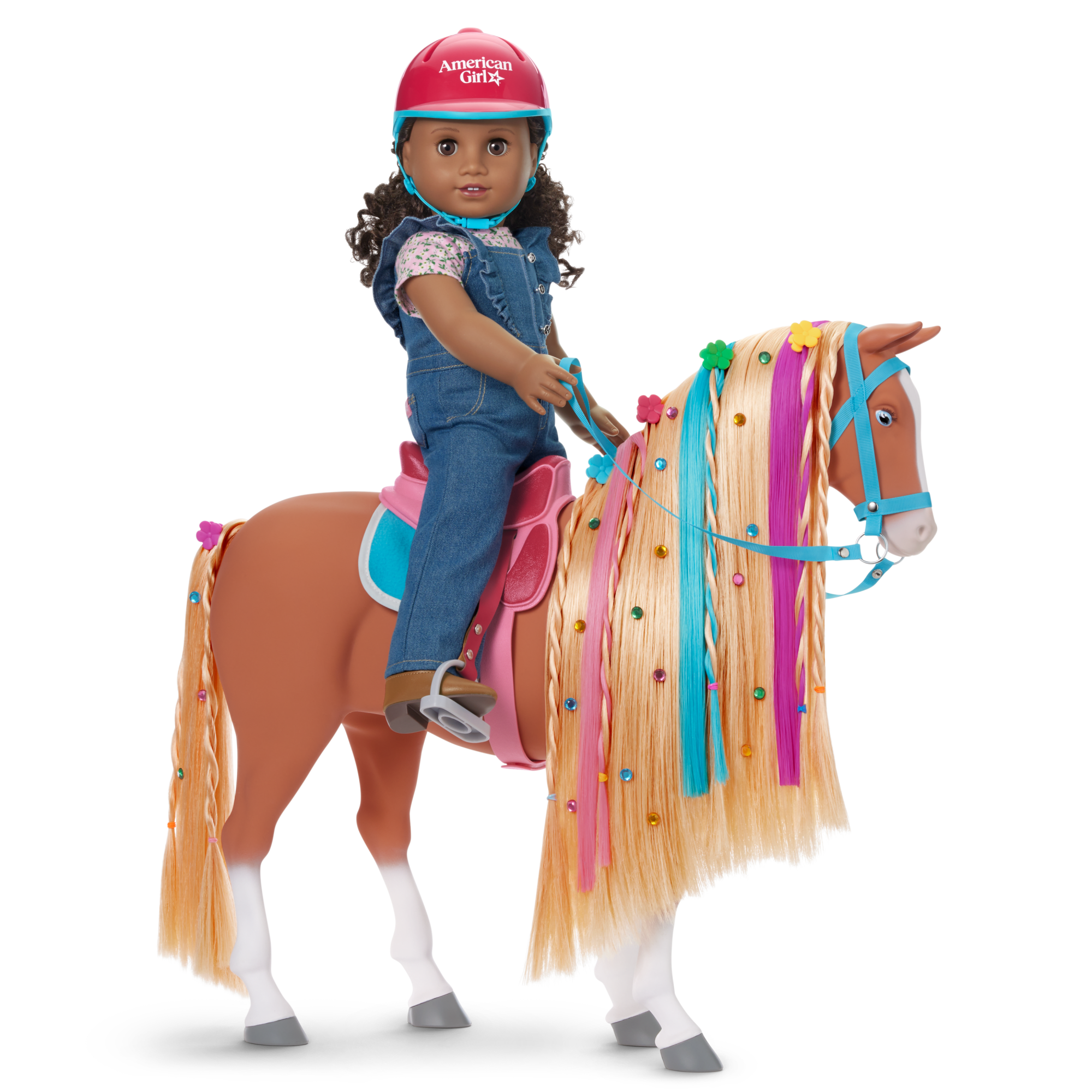 Chestnut Charm Horse & Western Flowers Denim Jumpsuit for 18-inch Dolls - Image 2
