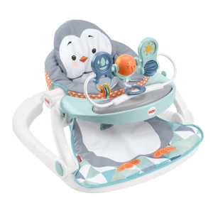 Fisher-Price Sit-Me-Up Floor Seat Portable Baby Chair With Snack Tray & Toys. Penguin Island